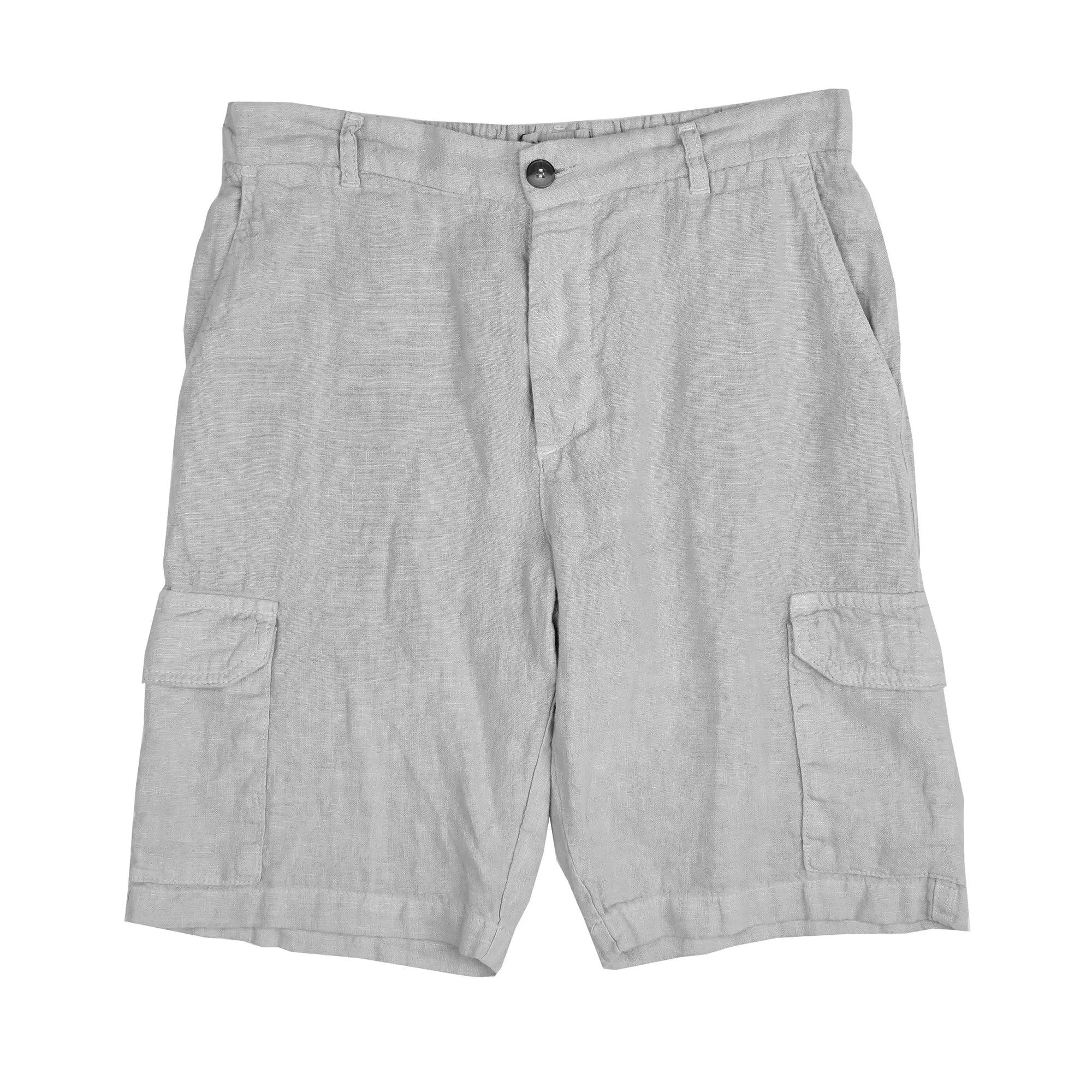 Naples Light Grey Linen Cargo Shorts