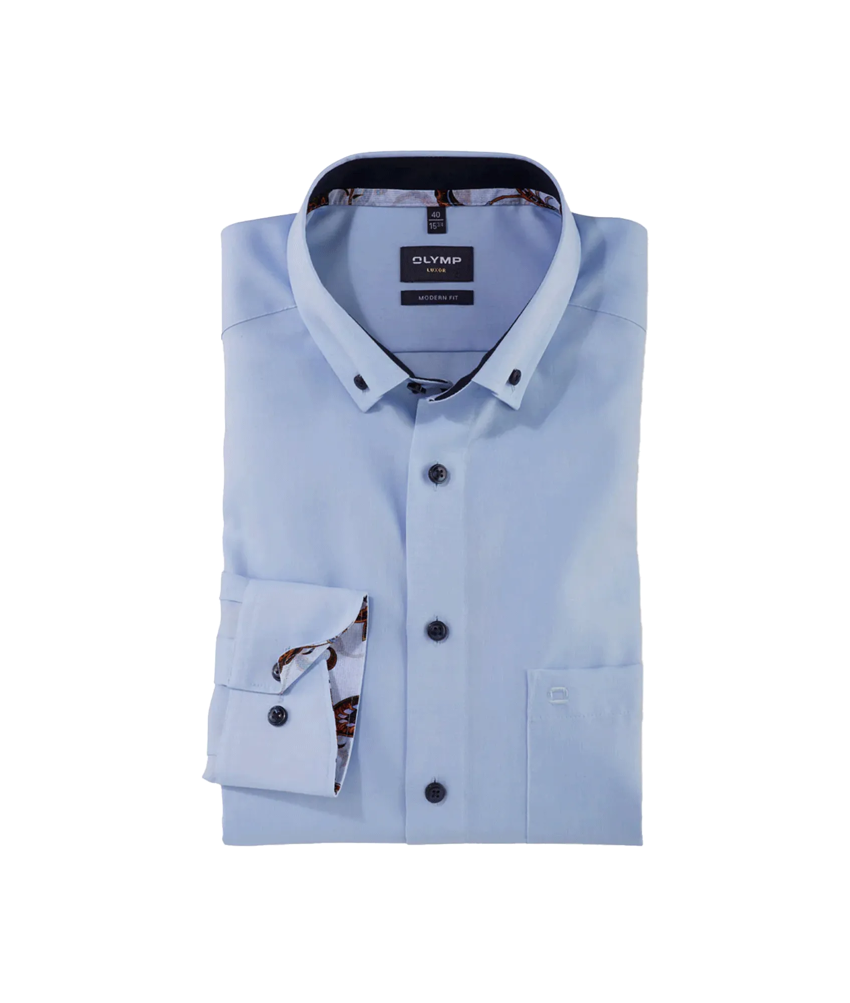 Olymp Classic Oxford Long Sleeve Cotton Shirt - Blue