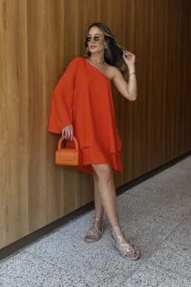 ORANGE ONE SHOULDER DRESS