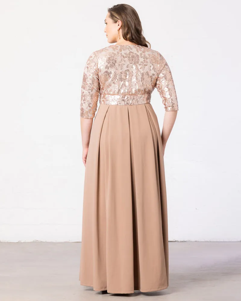 Paris Pleated Sequin Gown