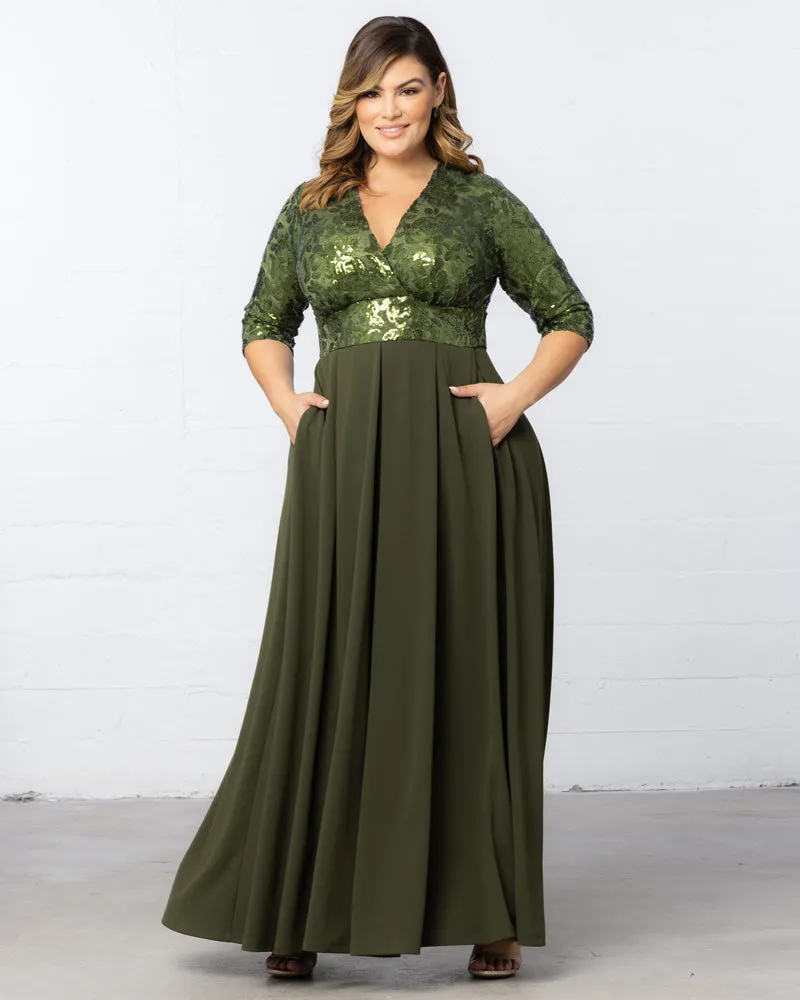 Paris Pleated Sequin Gown