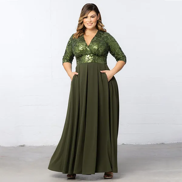 Paris Pleated Sequin Gown
