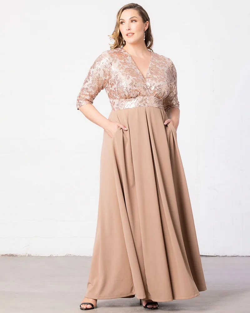 Paris Pleated Sequin Gown