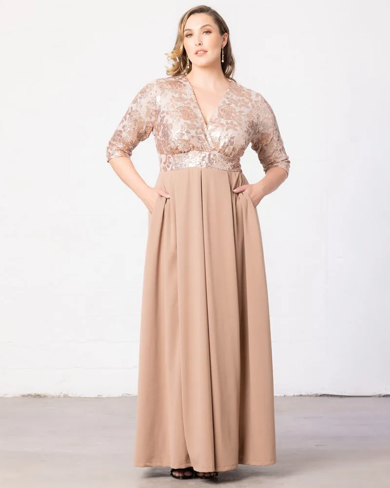 Paris Pleated Sequin Gown