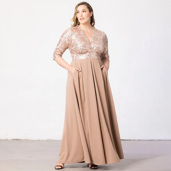 Paris Pleated Sequin Gown