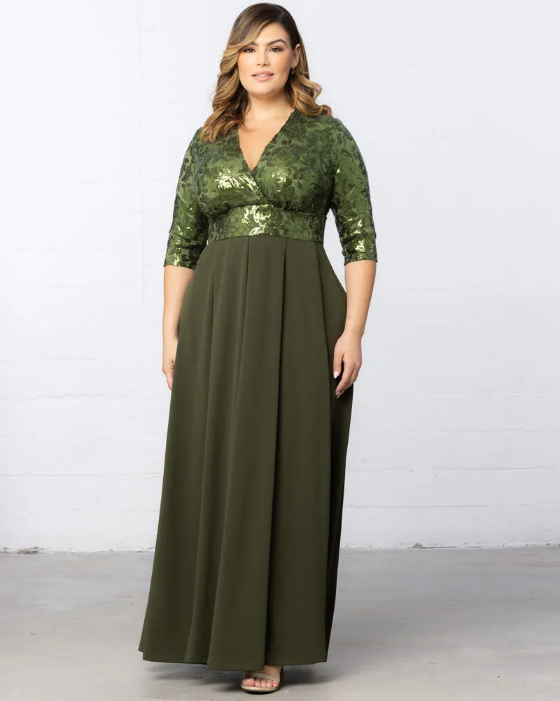 Paris Pleated Sequin Gown