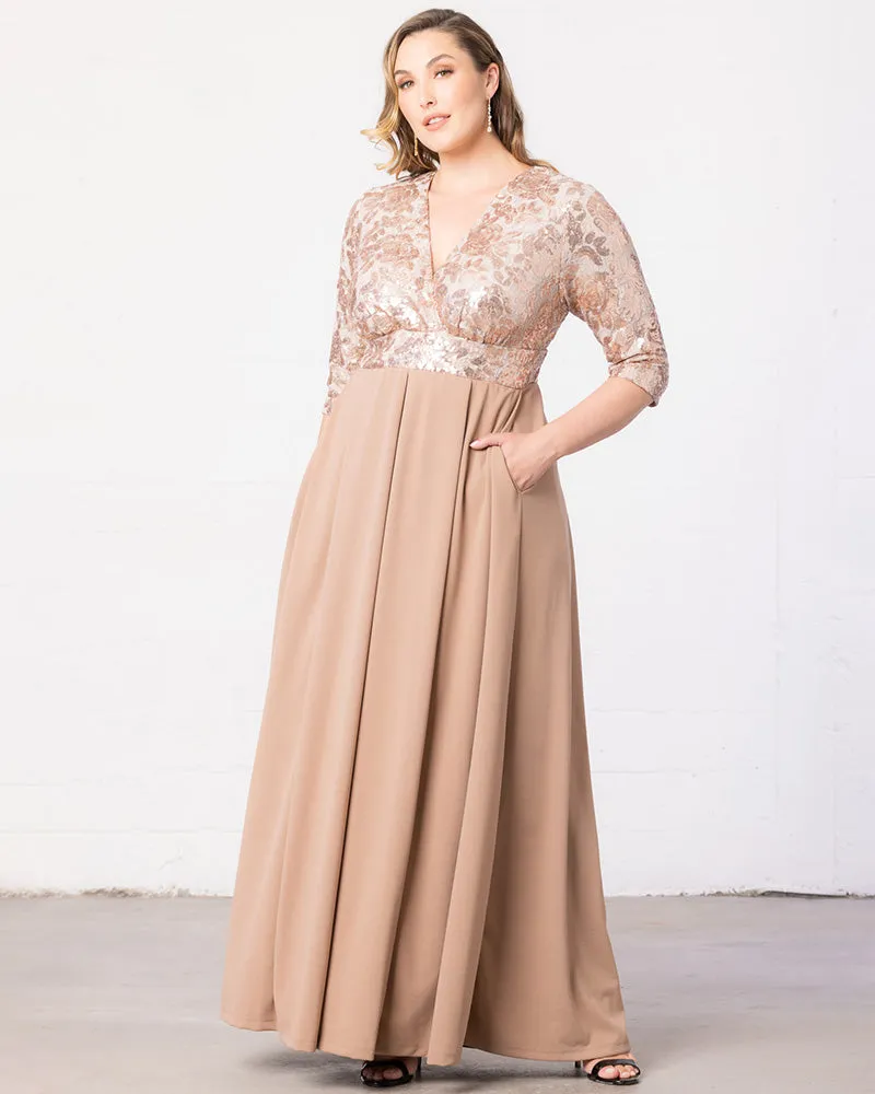 Paris Pleated Sequin Gown