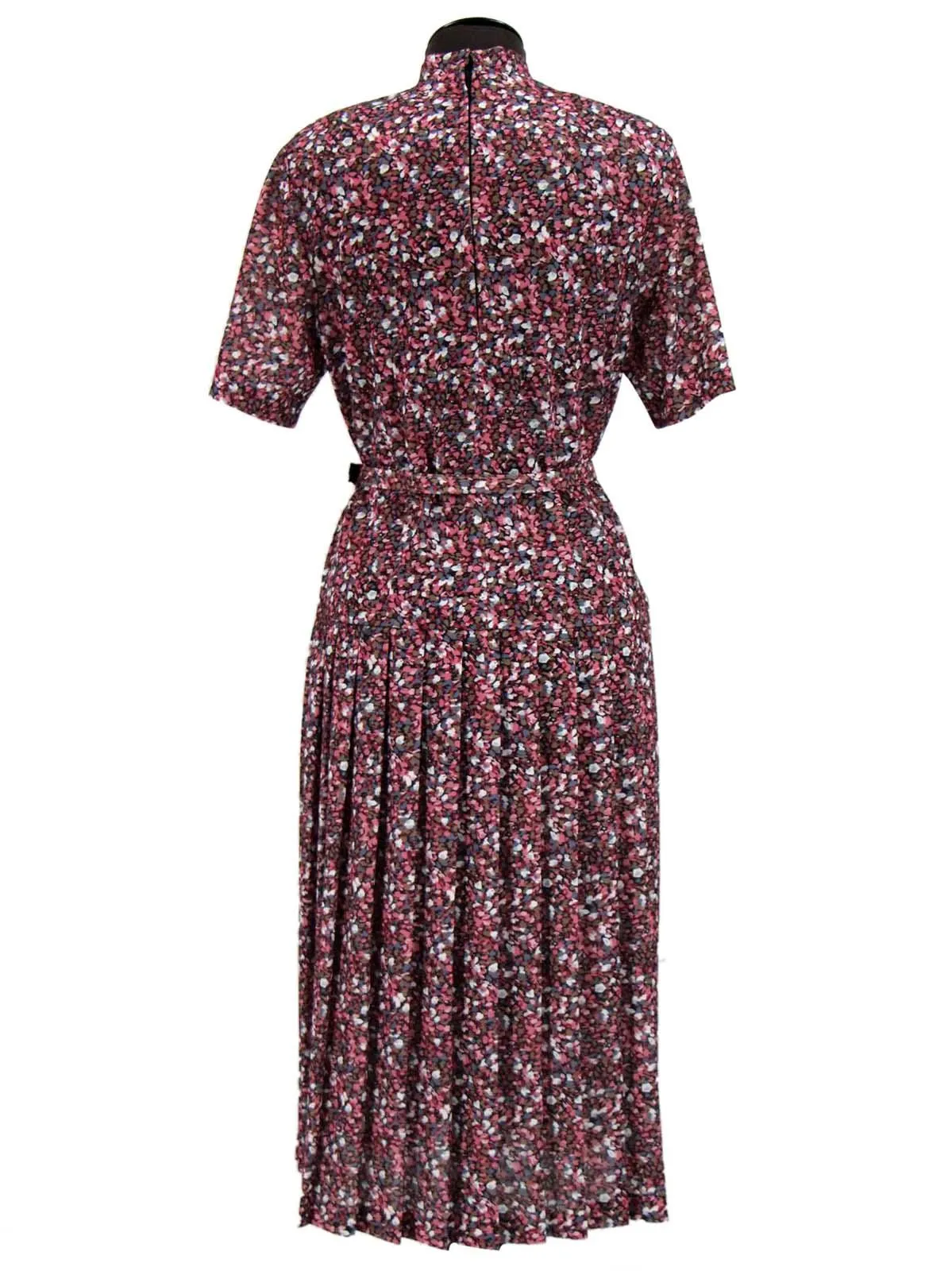 Pink Petal Pattern Vintage Pleated Dress
