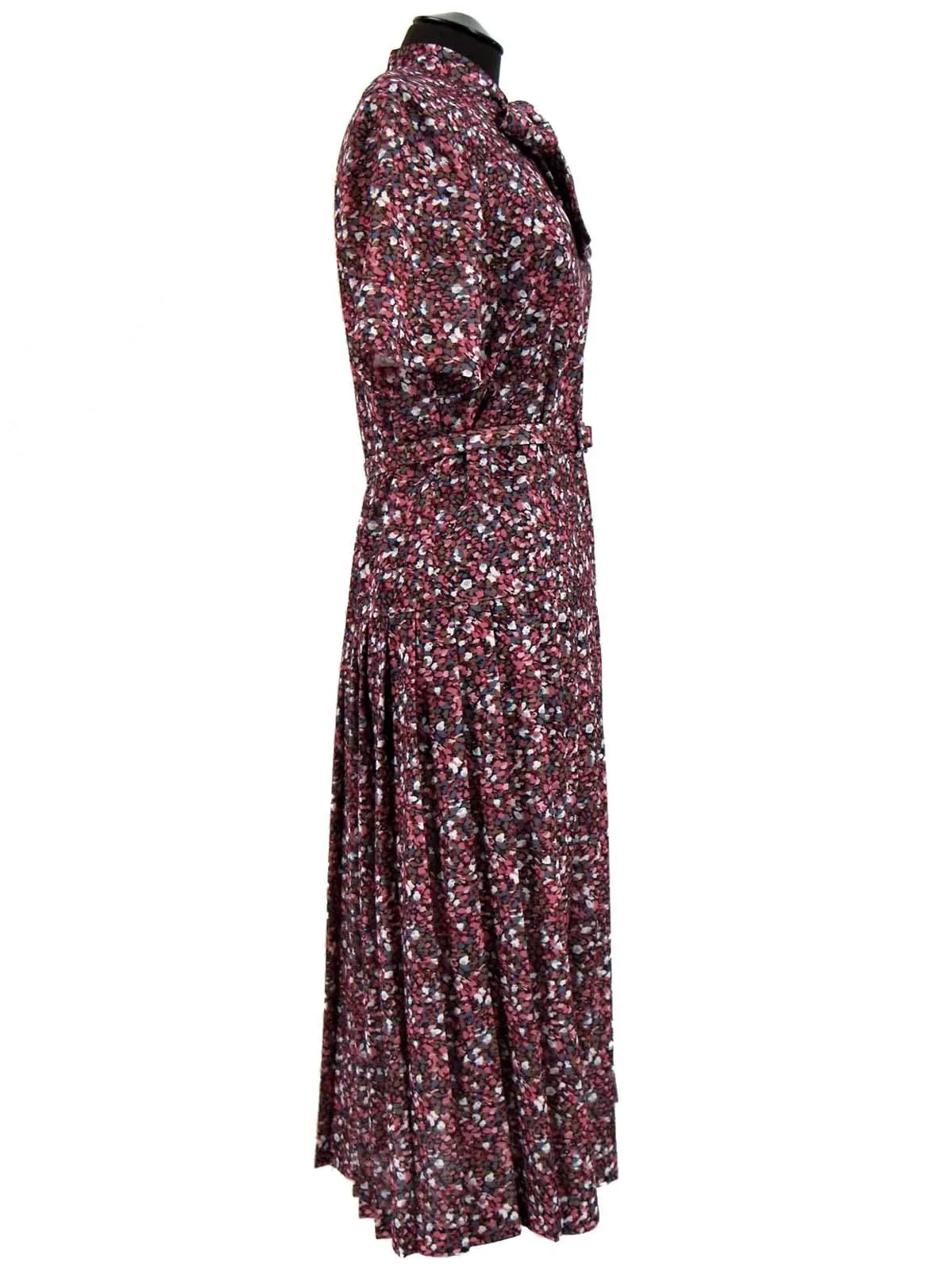 Pink Petal Pattern Vintage Pleated Dress