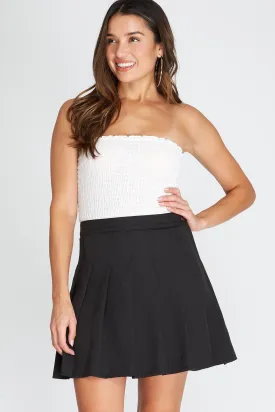 Pleated Woven Skirt With Lining And Side Zipper Closure