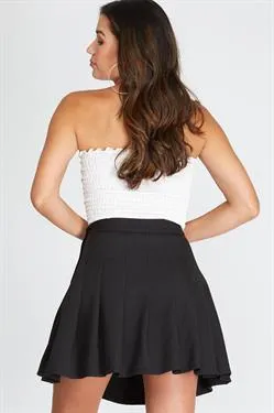 Pleated Woven Skirt With Lining And Side Zipper Closure