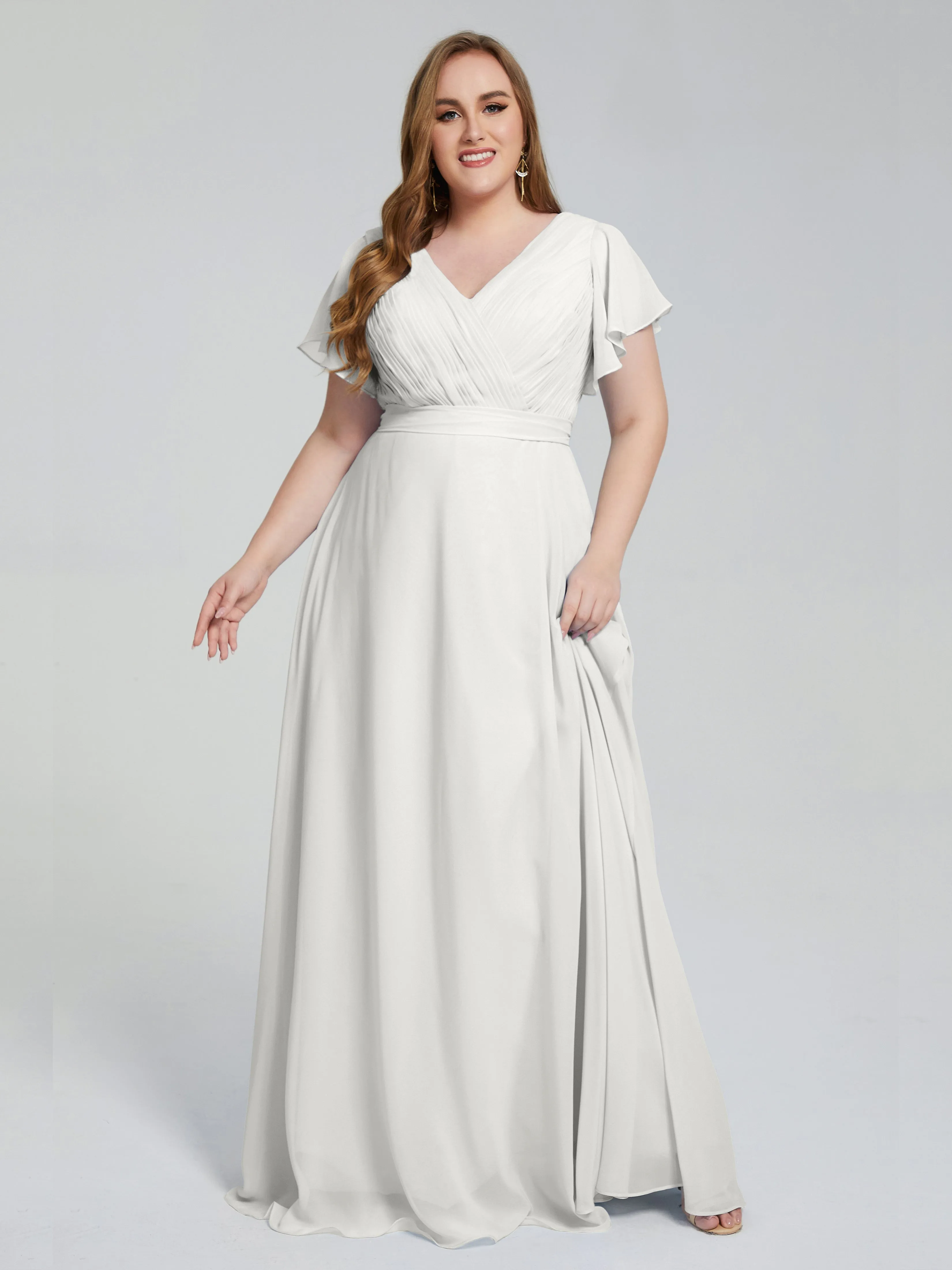Plus Size Long Bridesmaid Dresses with Sleeves