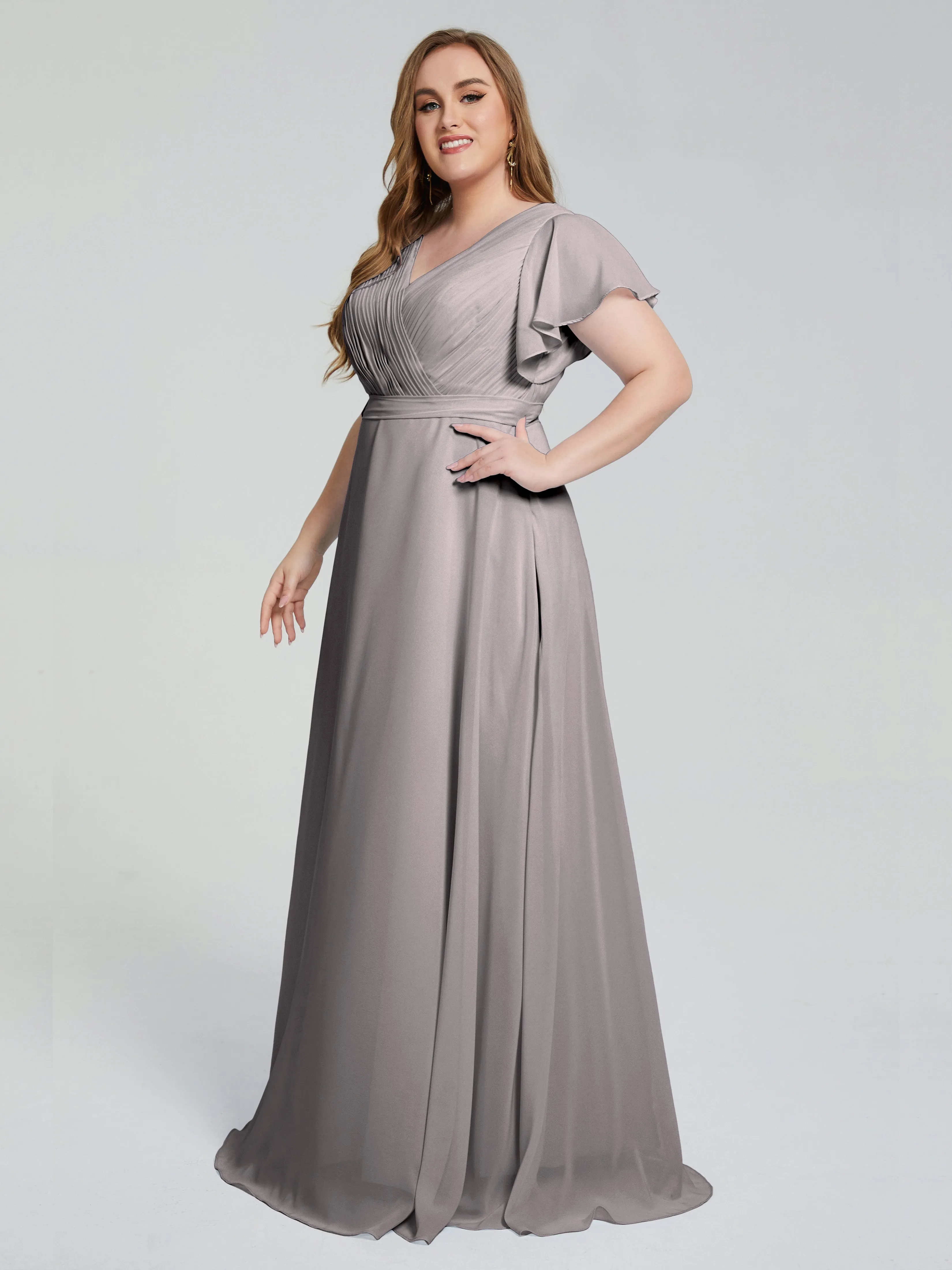 Plus Size Long Bridesmaid Dresses with Sleeves