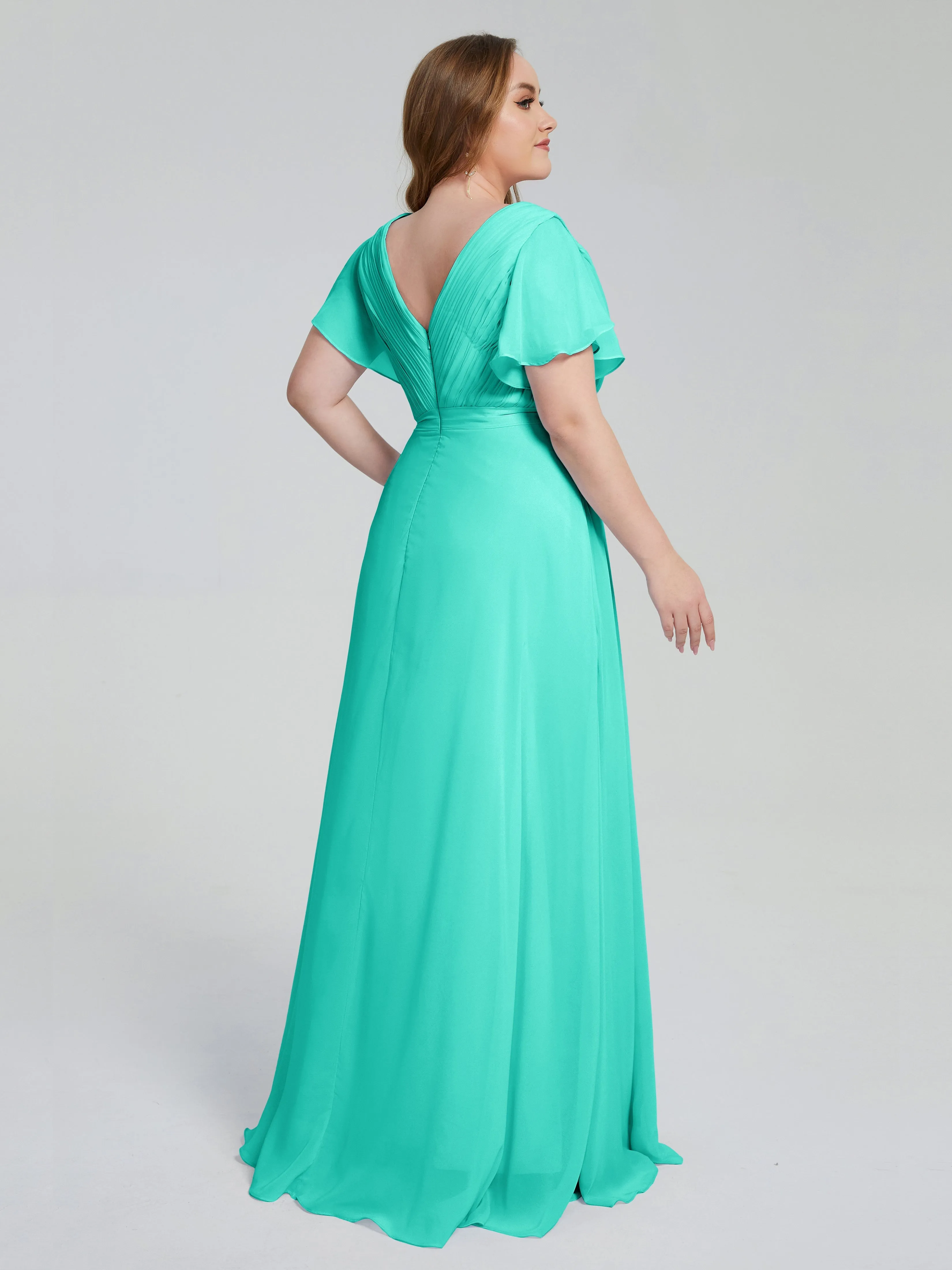 Plus Size Long Bridesmaid Dresses with Sleeves