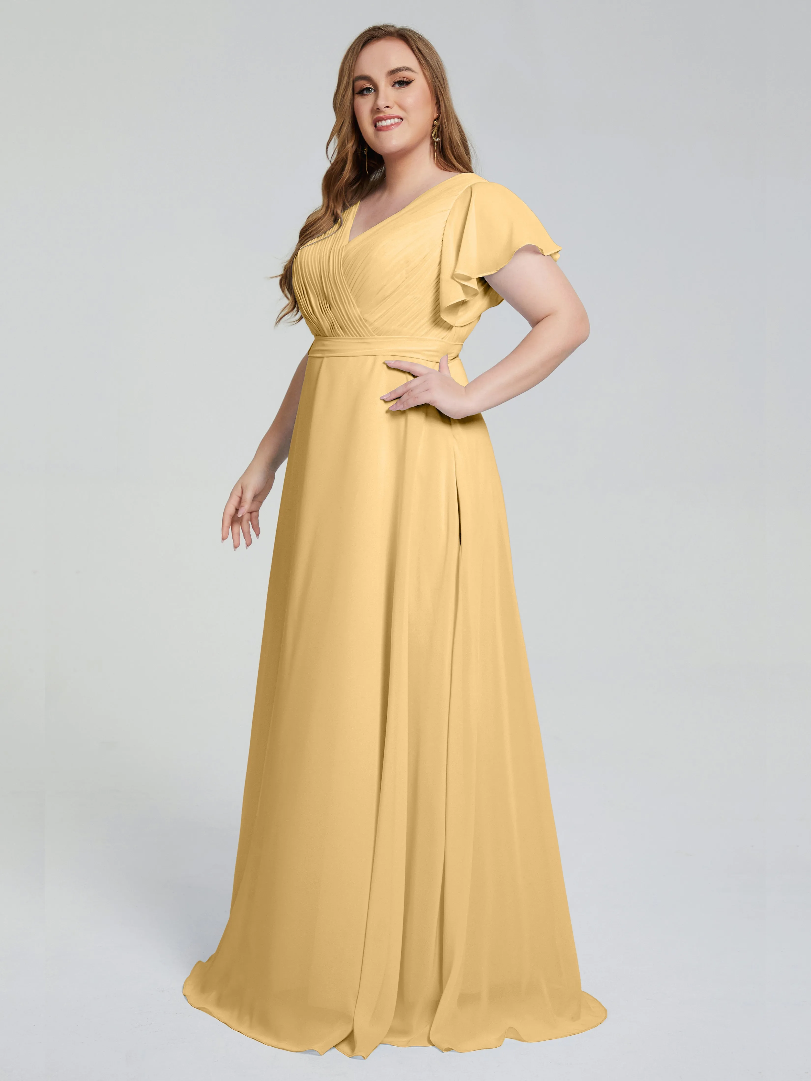 Plus Size Long Bridesmaid Dresses with Sleeves