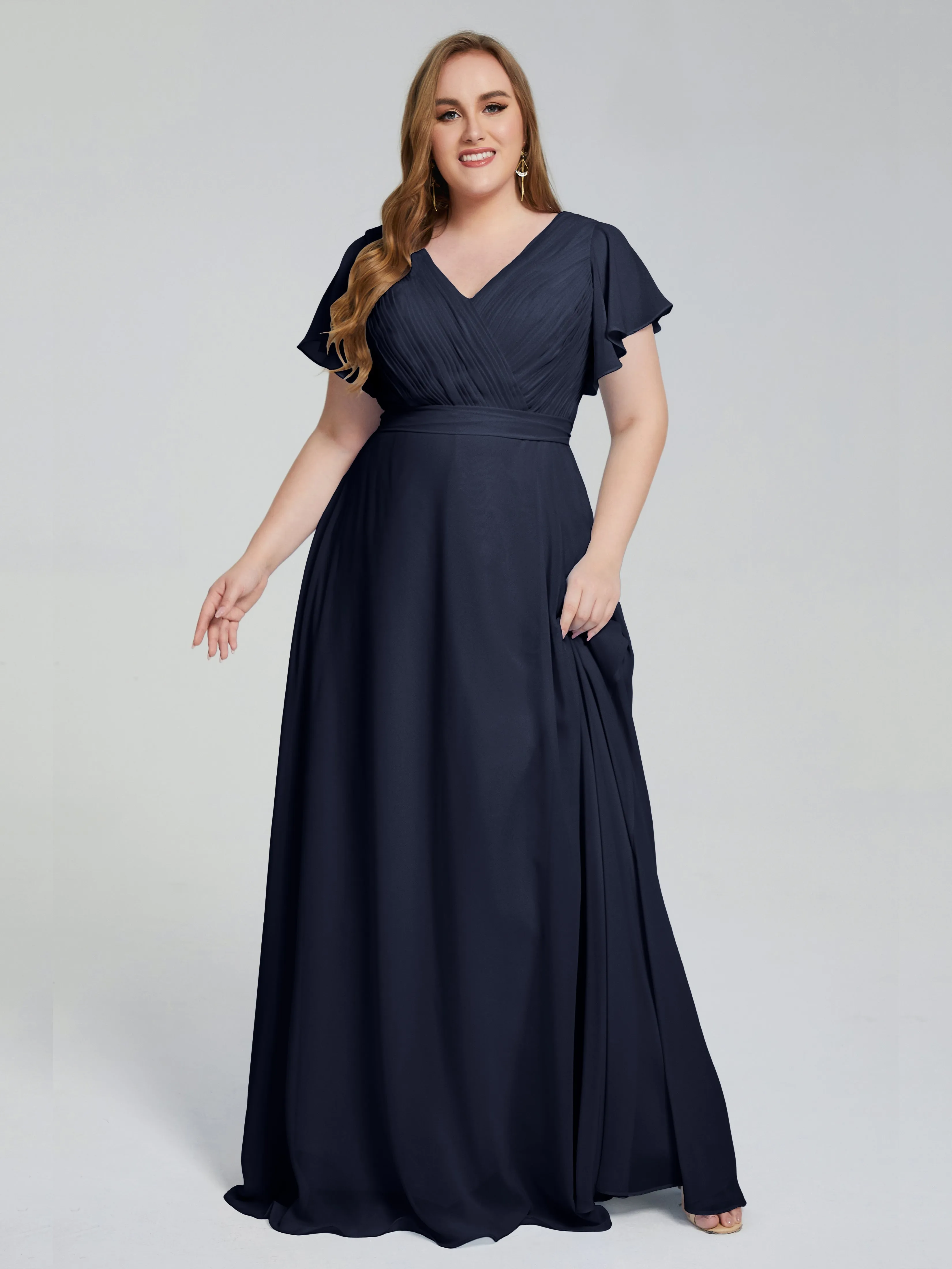 Plus Size Long Bridesmaid Dresses with Sleeves