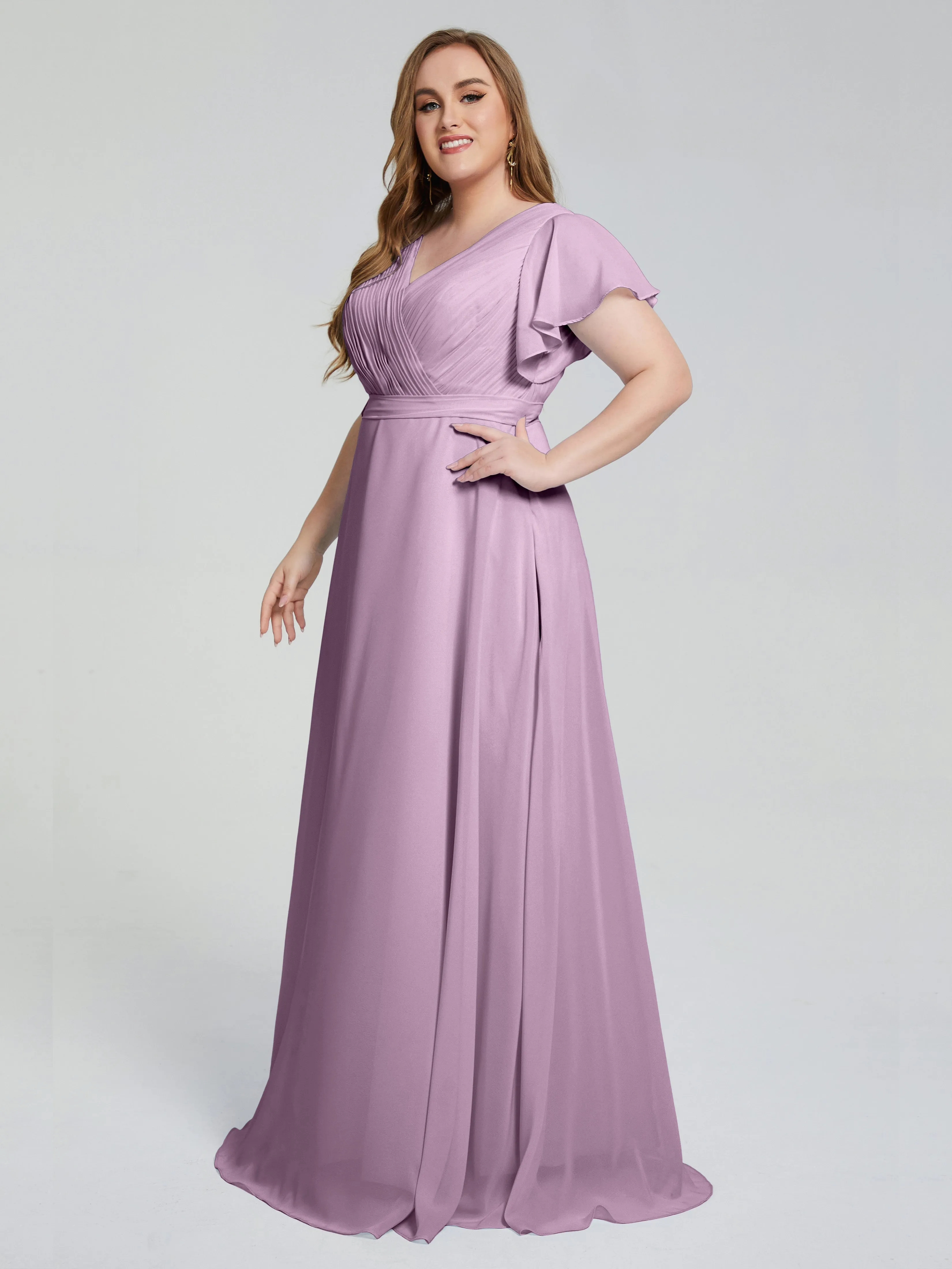 Plus Size Long Bridesmaid Dresses with Sleeves