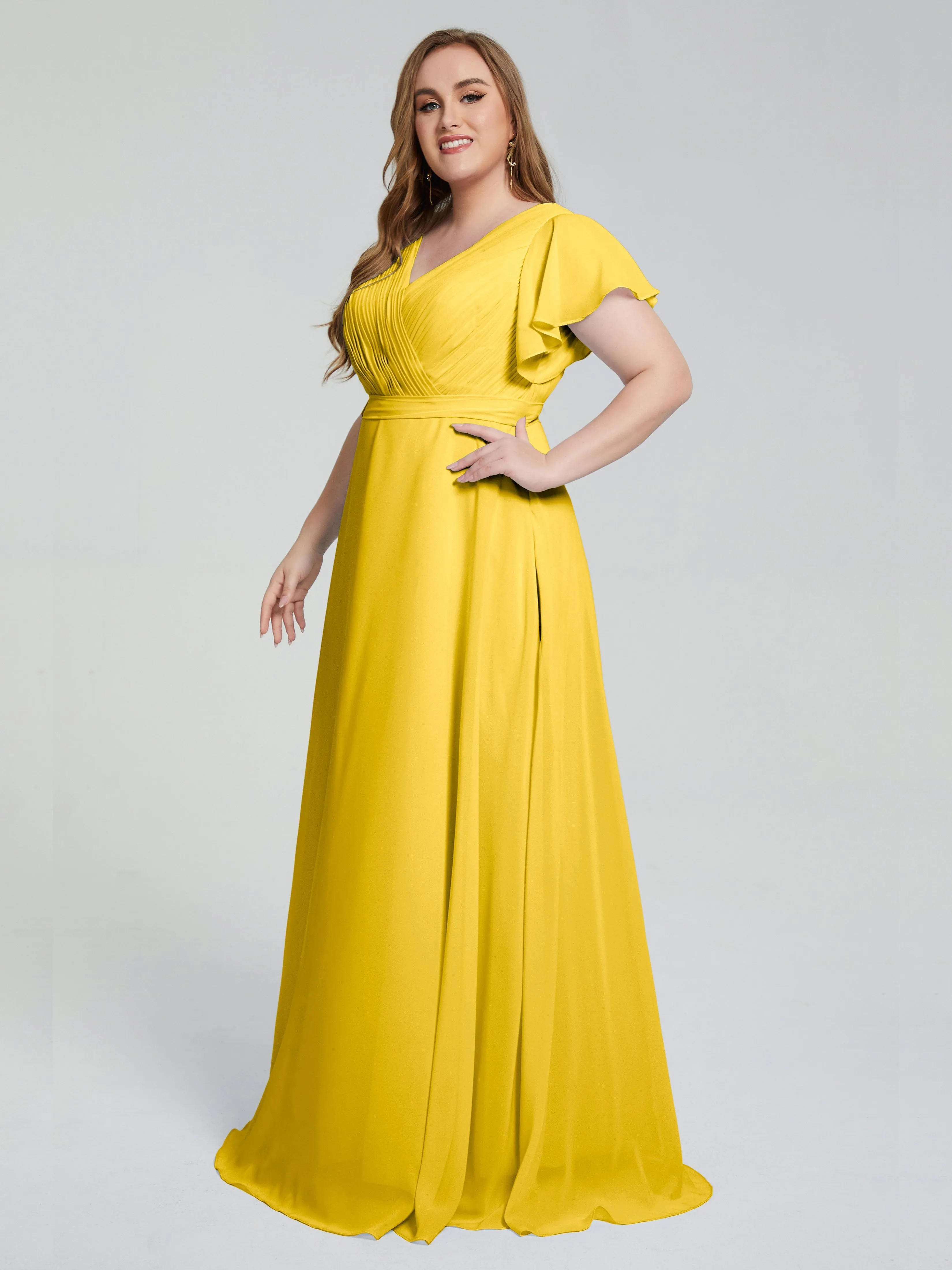 Plus Size Long Bridesmaid Dresses with Sleeves