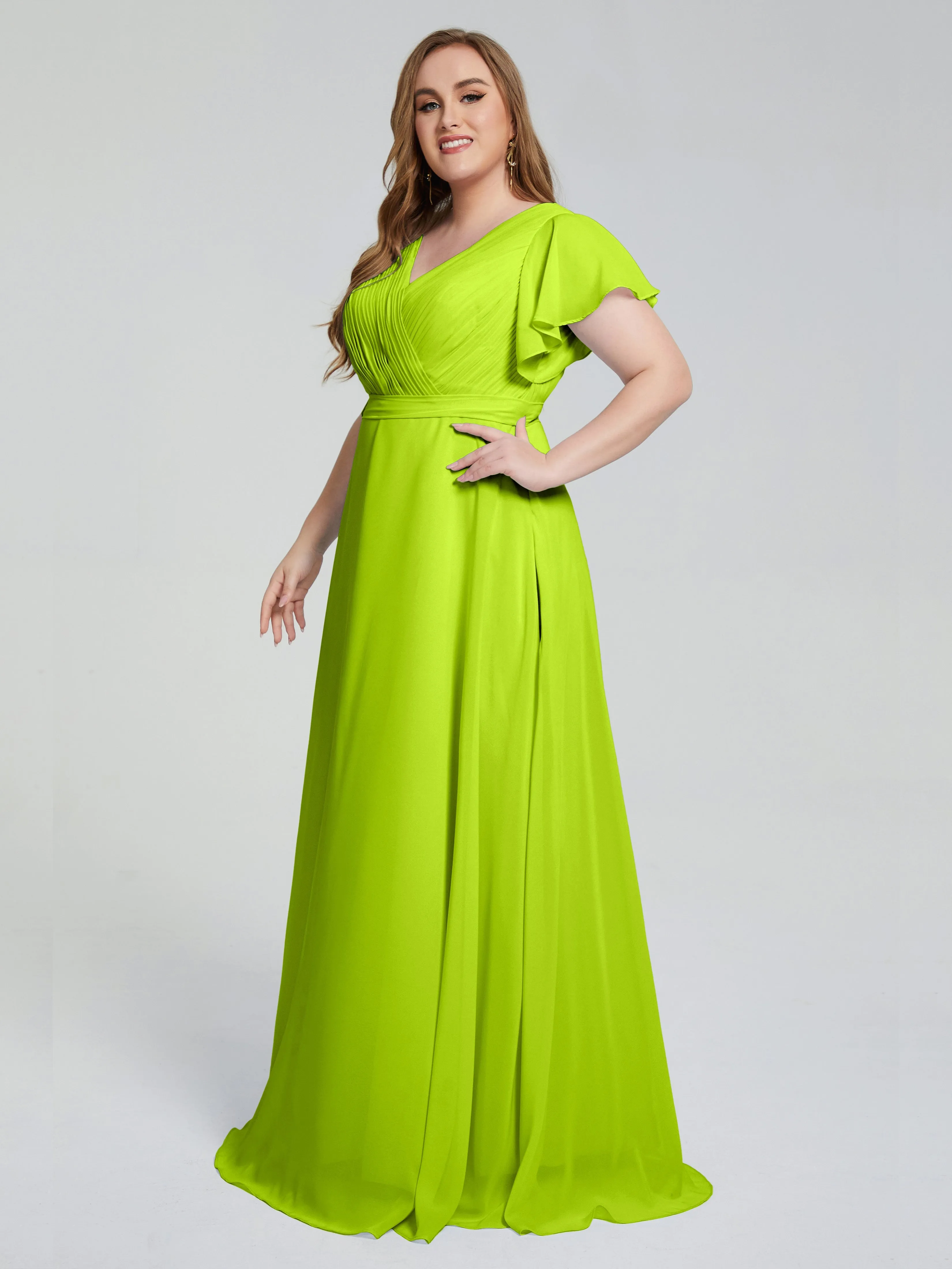 Plus Size Long Bridesmaid Dresses with Sleeves