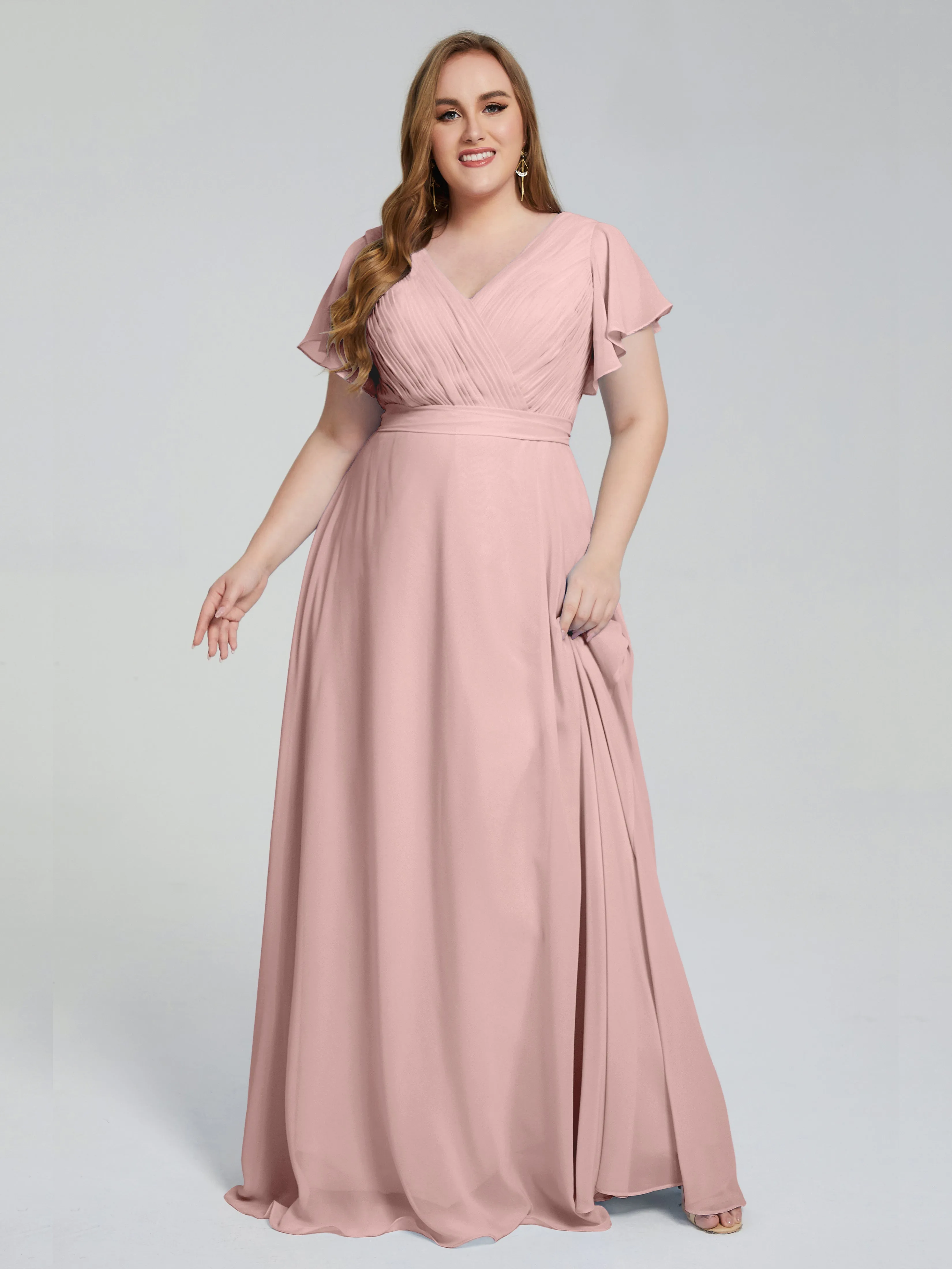Plus Size Long Bridesmaid Dresses with Sleeves