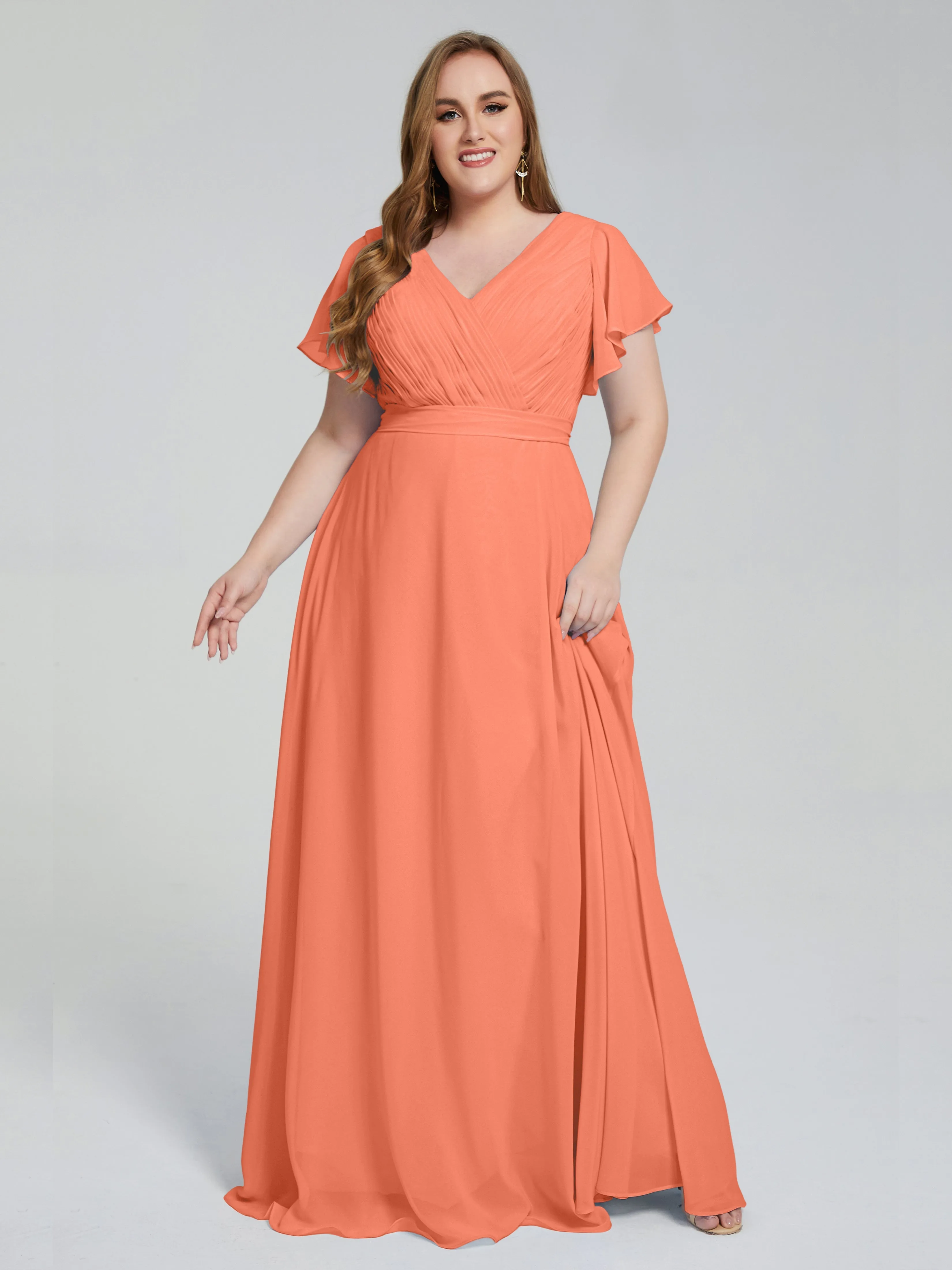 Plus Size Long Bridesmaid Dresses with Sleeves