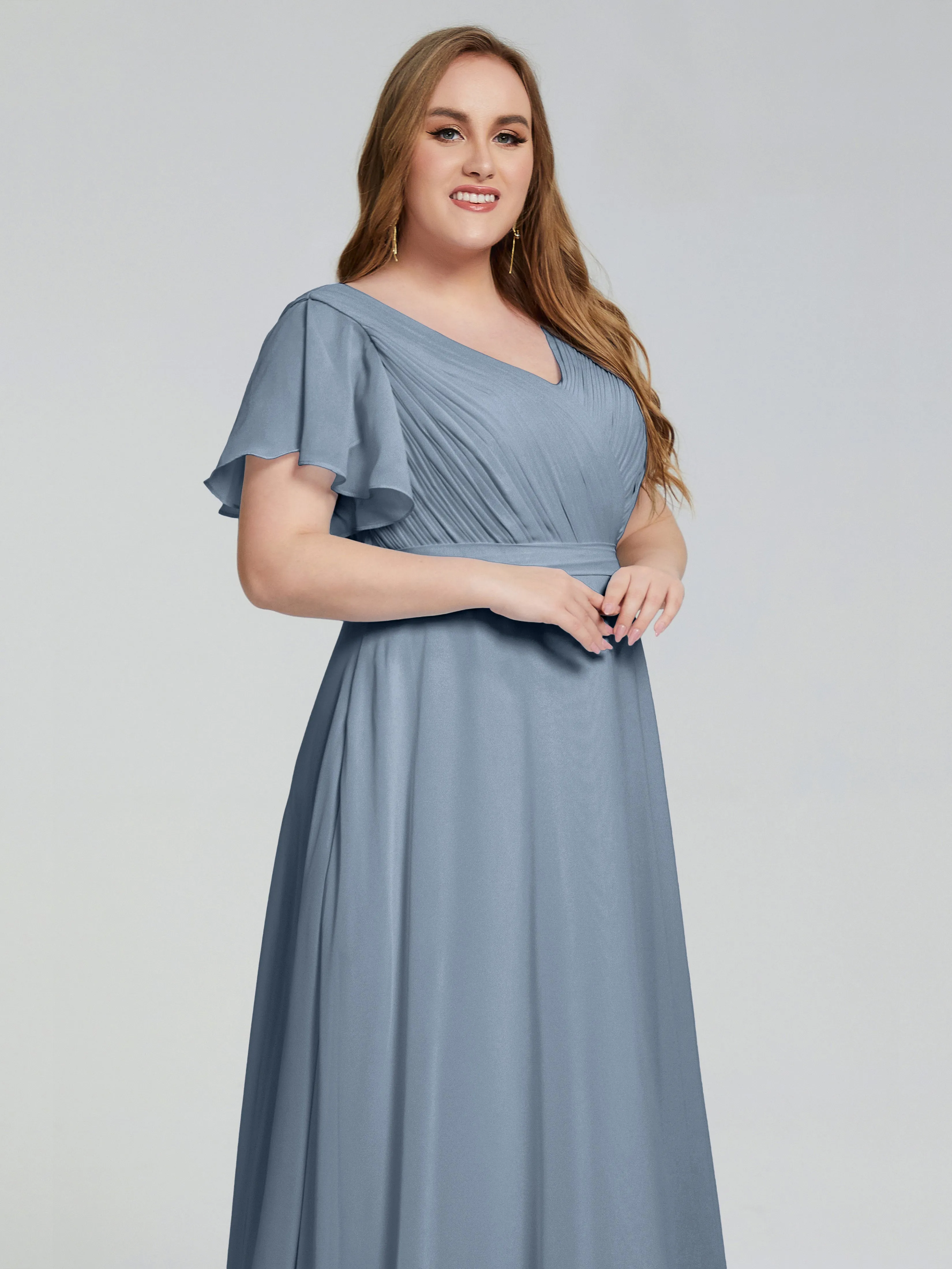 Plus Size Long Bridesmaid Dresses with Sleeves