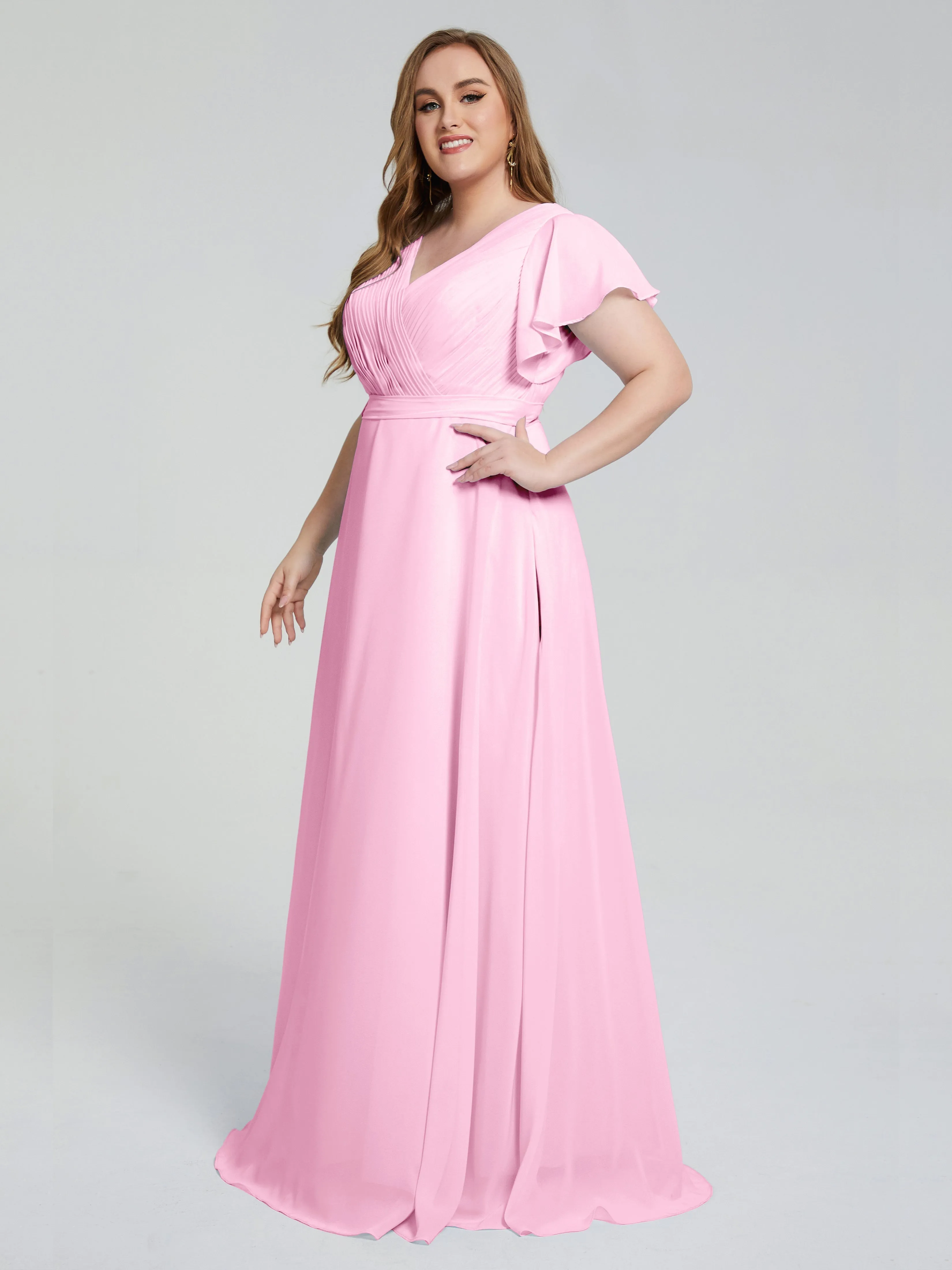 Plus Size Long Bridesmaid Dresses with Sleeves