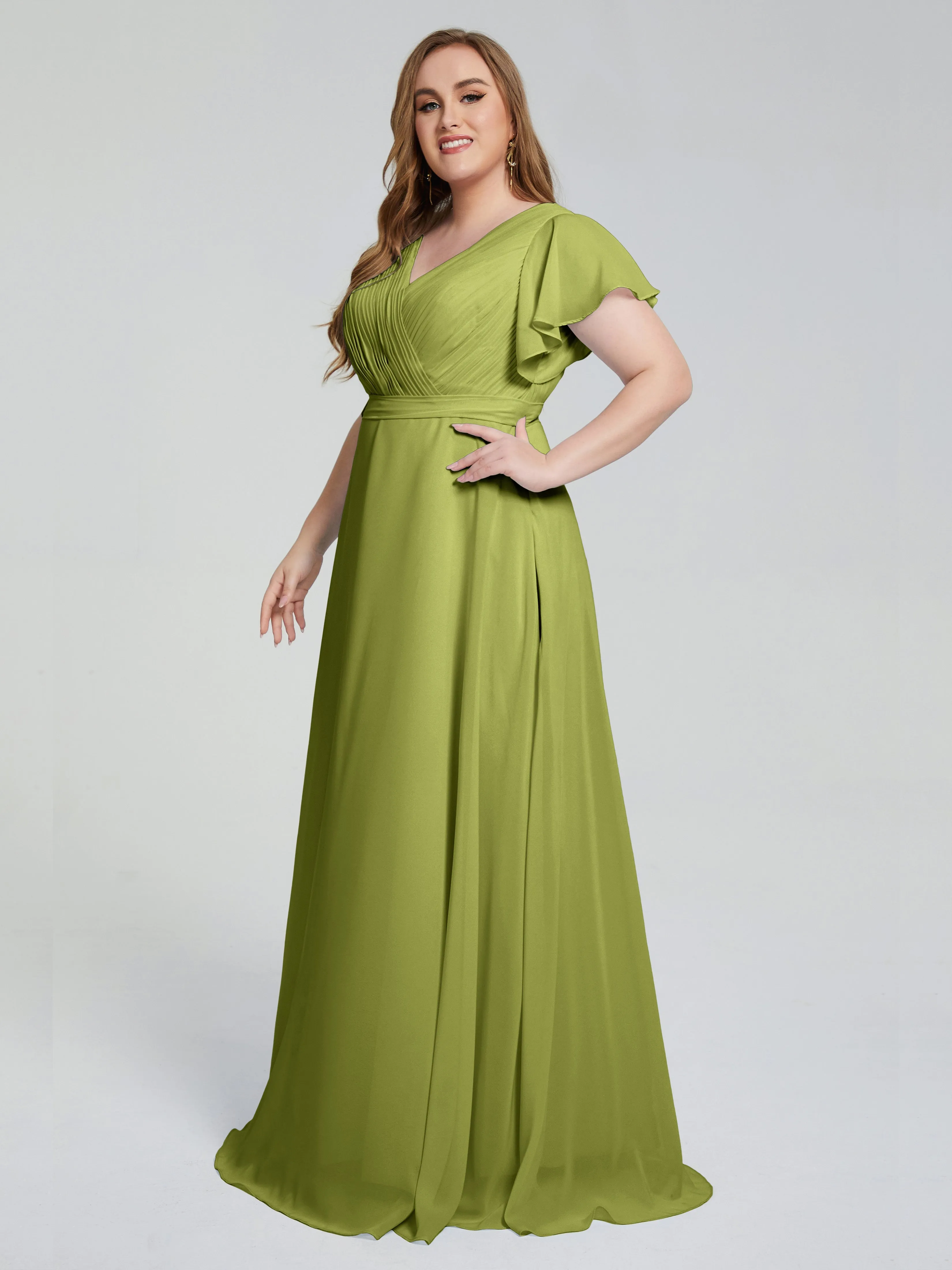 Plus Size Long Bridesmaid Dresses with Sleeves