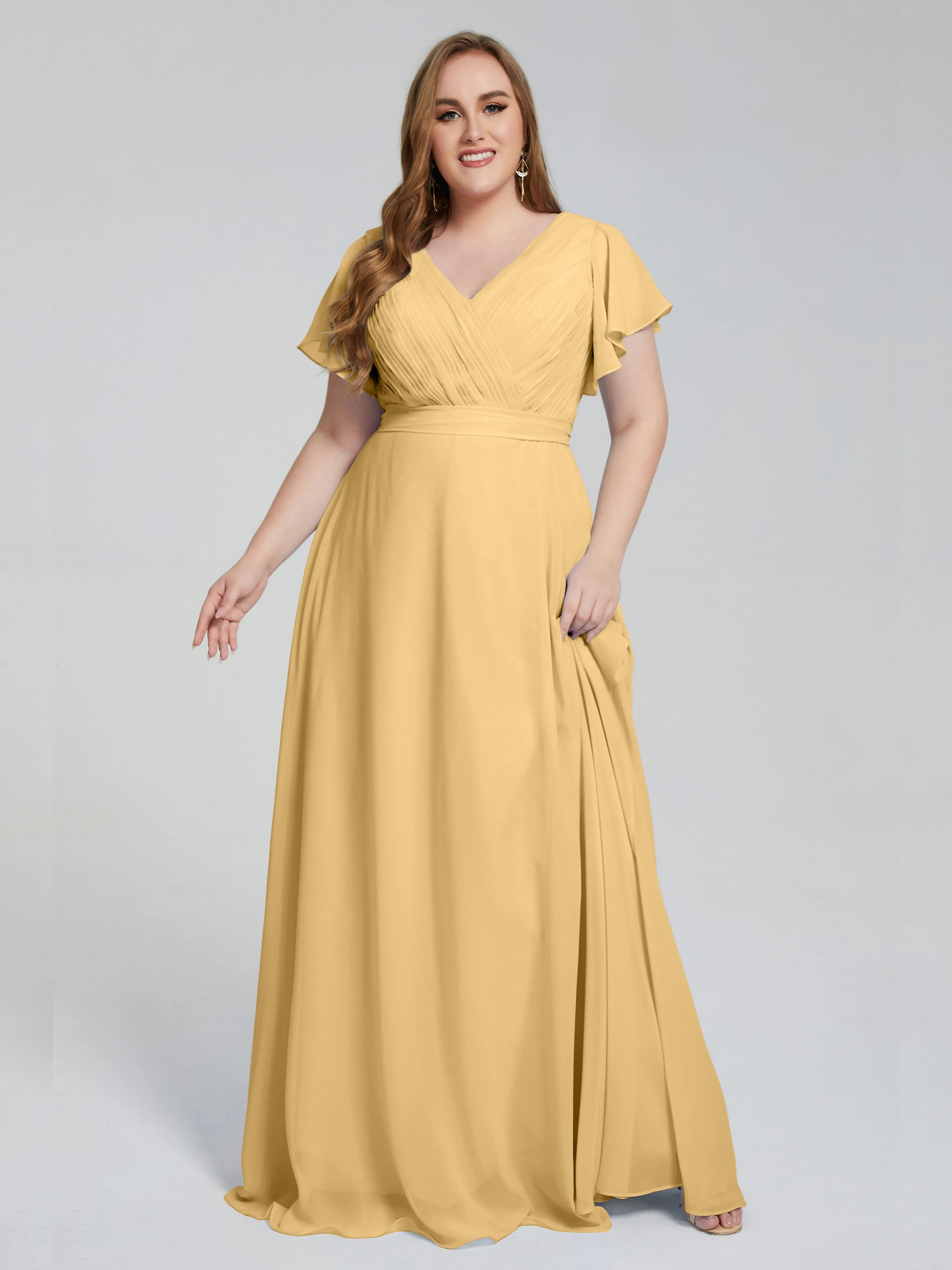 Plus Size Long Bridesmaid Dresses with Sleeves