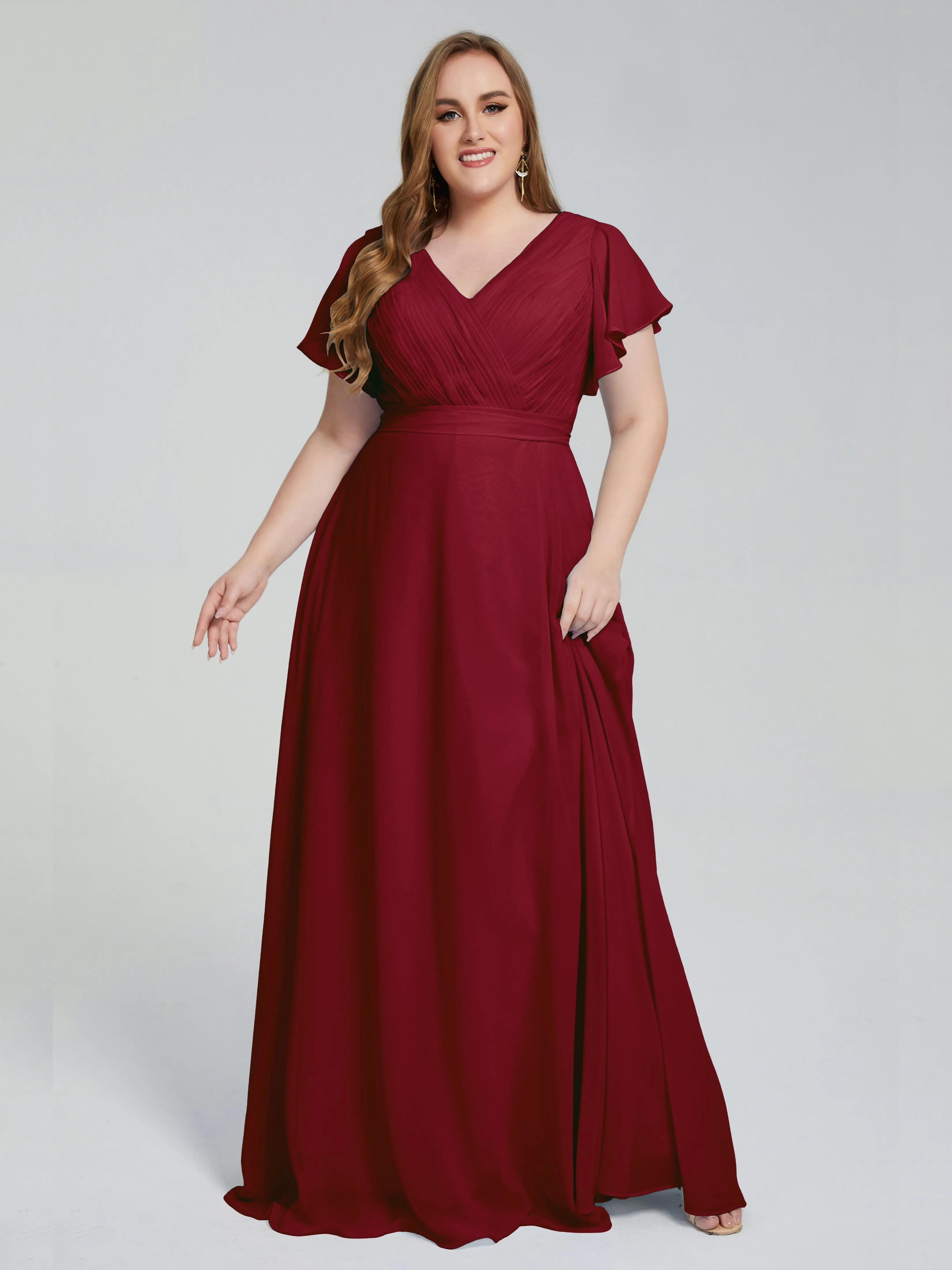 Plus Size Long Bridesmaid Dresses with Sleeves