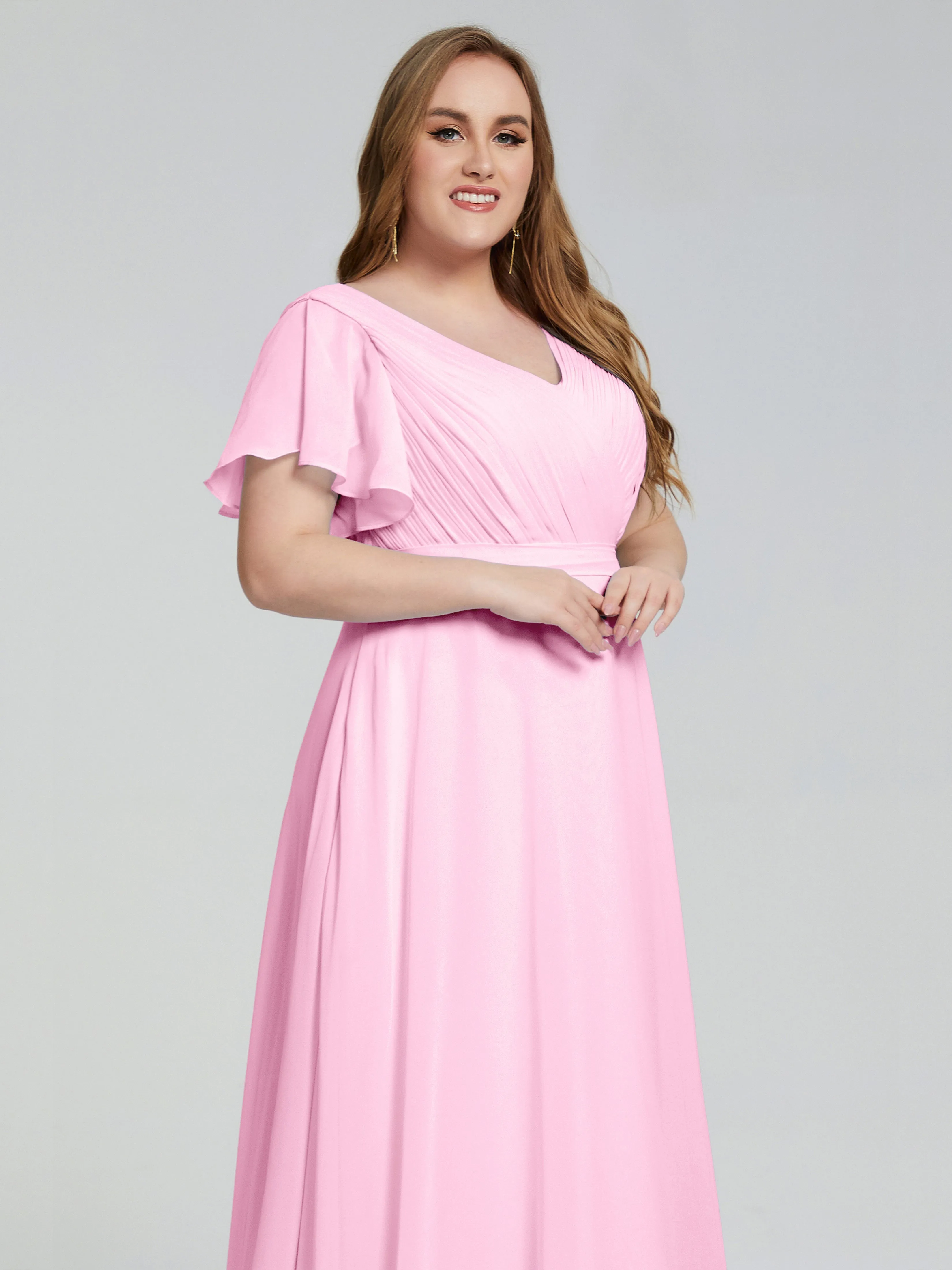 Plus Size Long Bridesmaid Dresses with Sleeves
