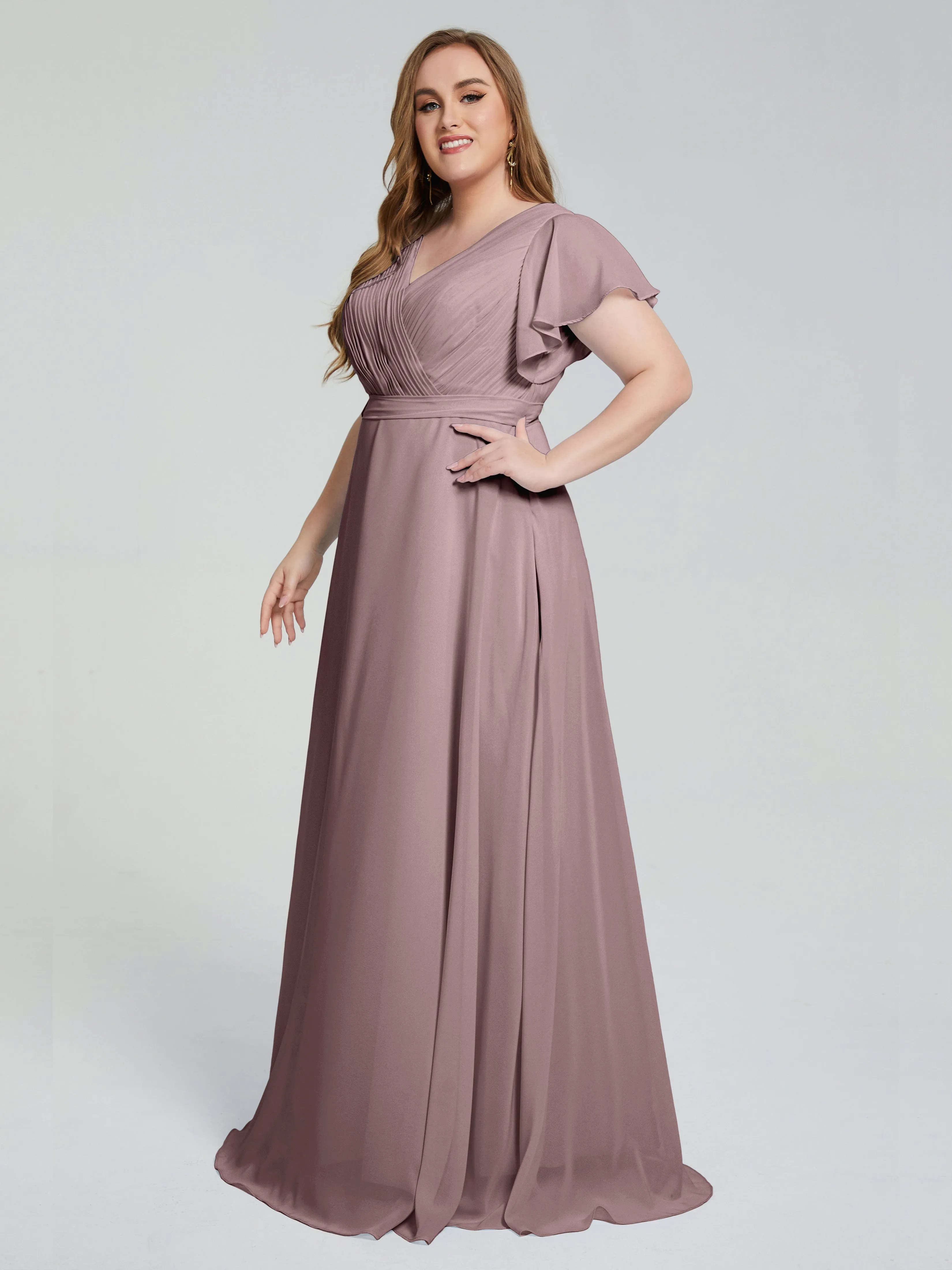 Plus Size Long Bridesmaid Dresses with Sleeves