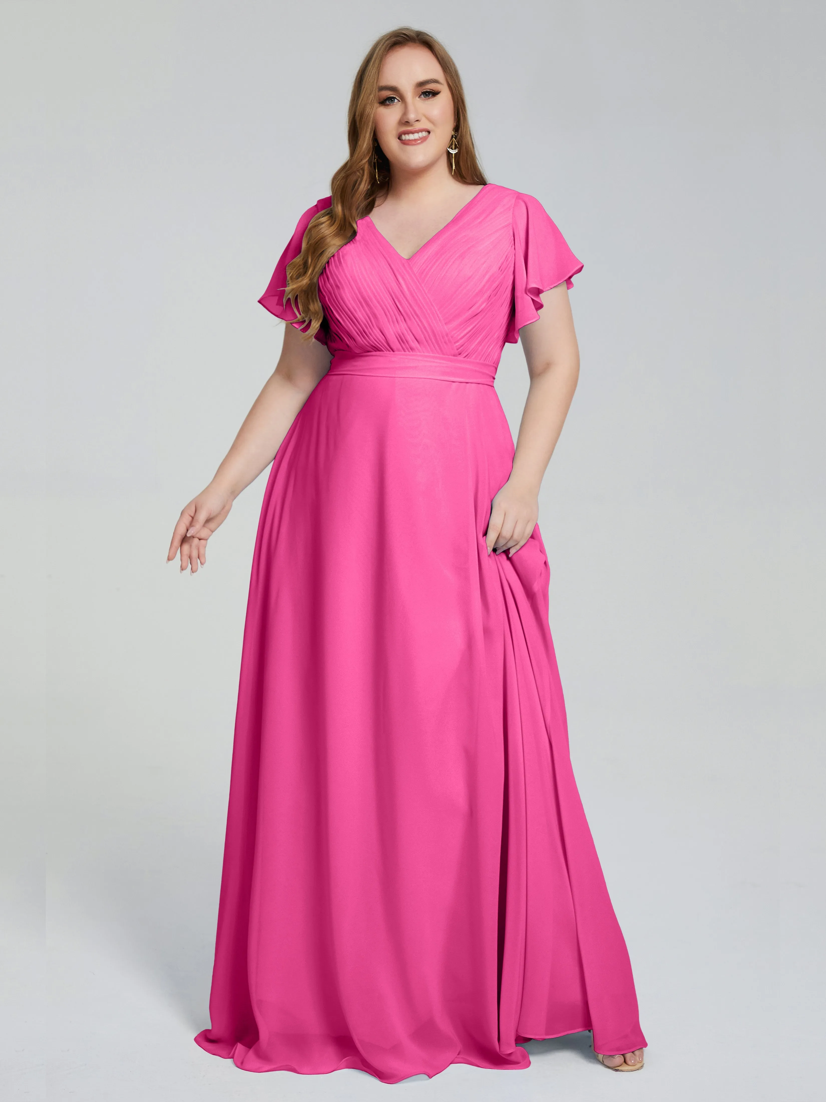 Plus Size Long Bridesmaid Dresses with Sleeves