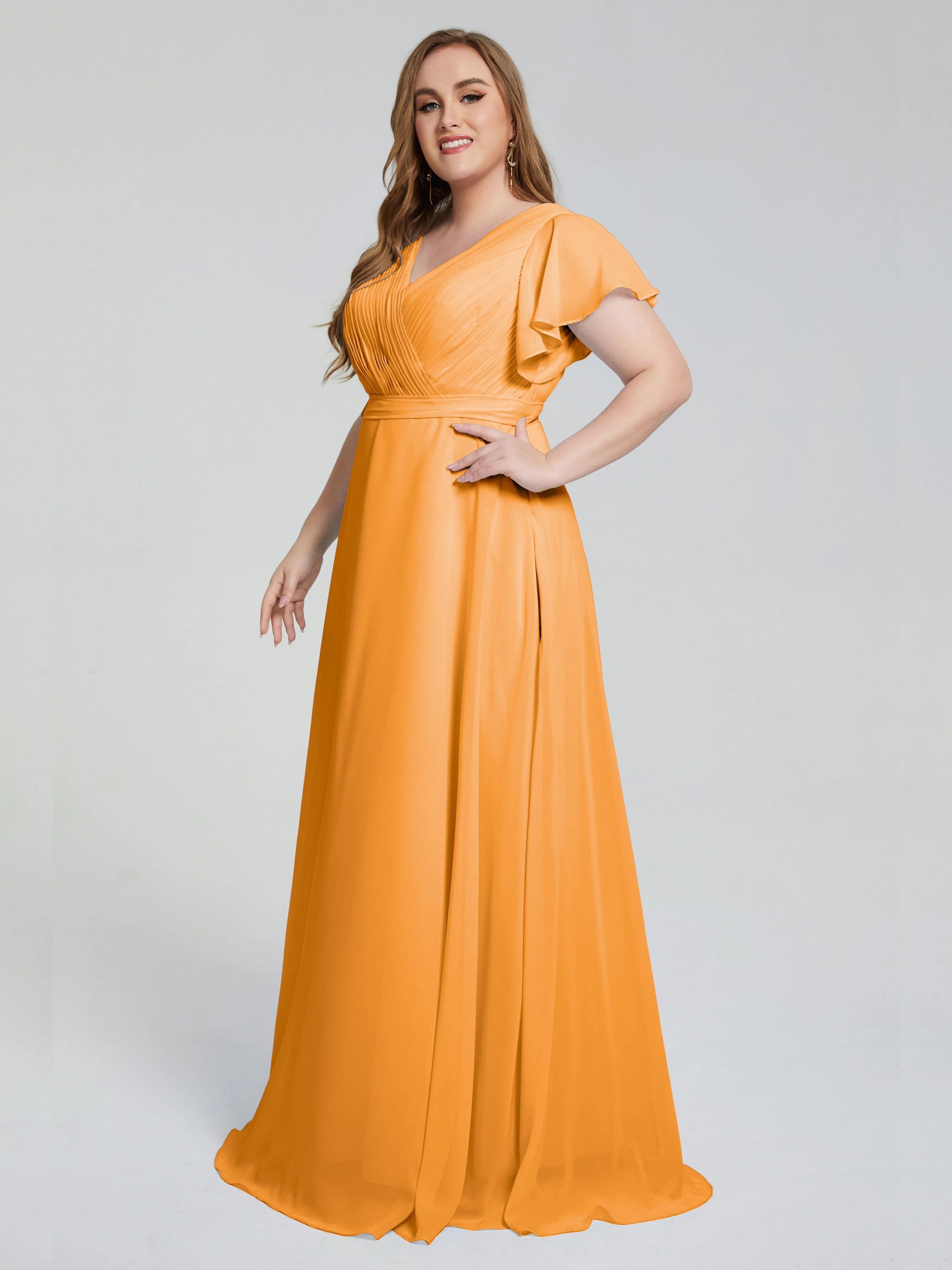 Plus Size Long Bridesmaid Dresses with Sleeves