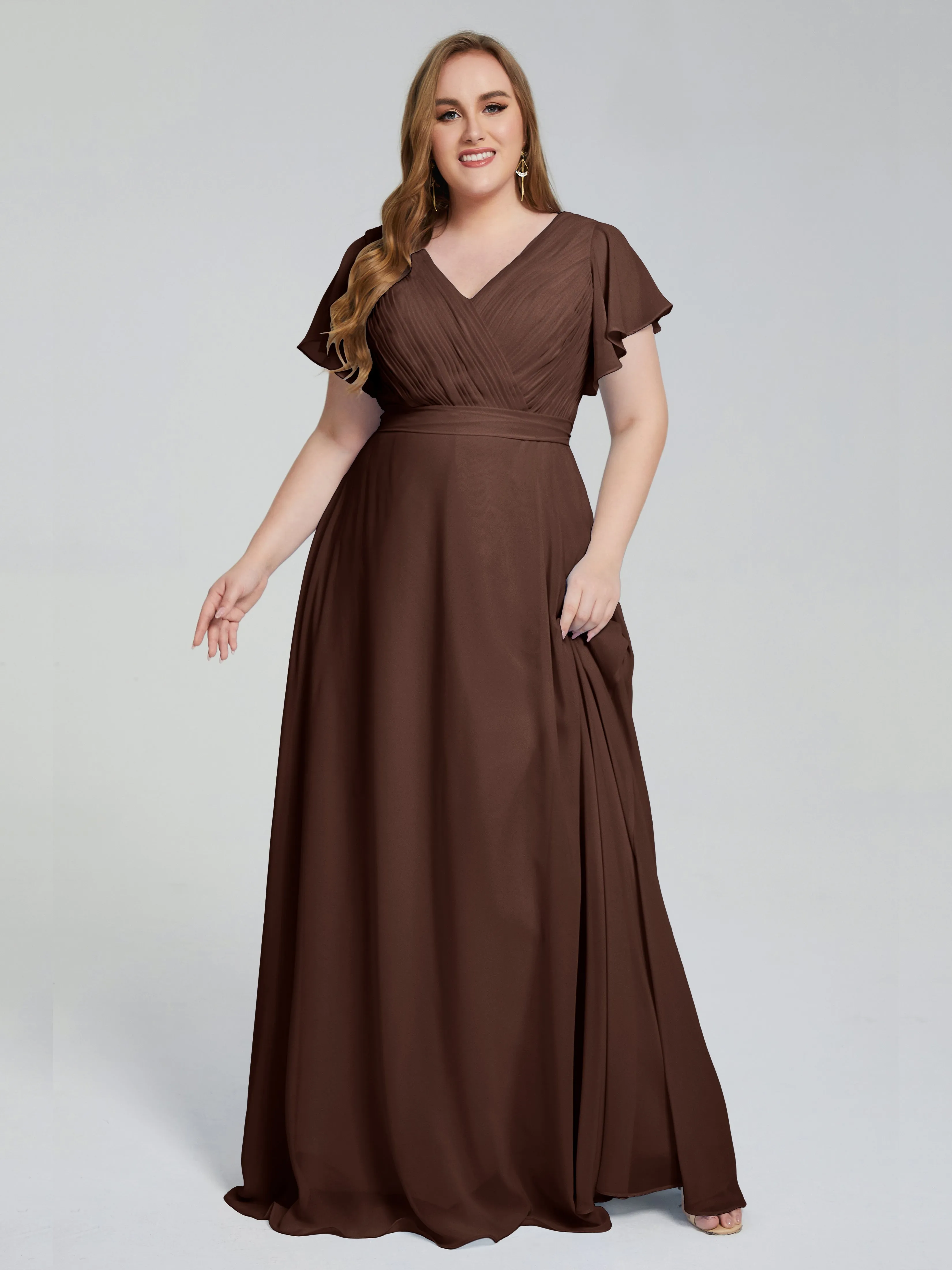 Plus Size Long Bridesmaid Dresses with Sleeves