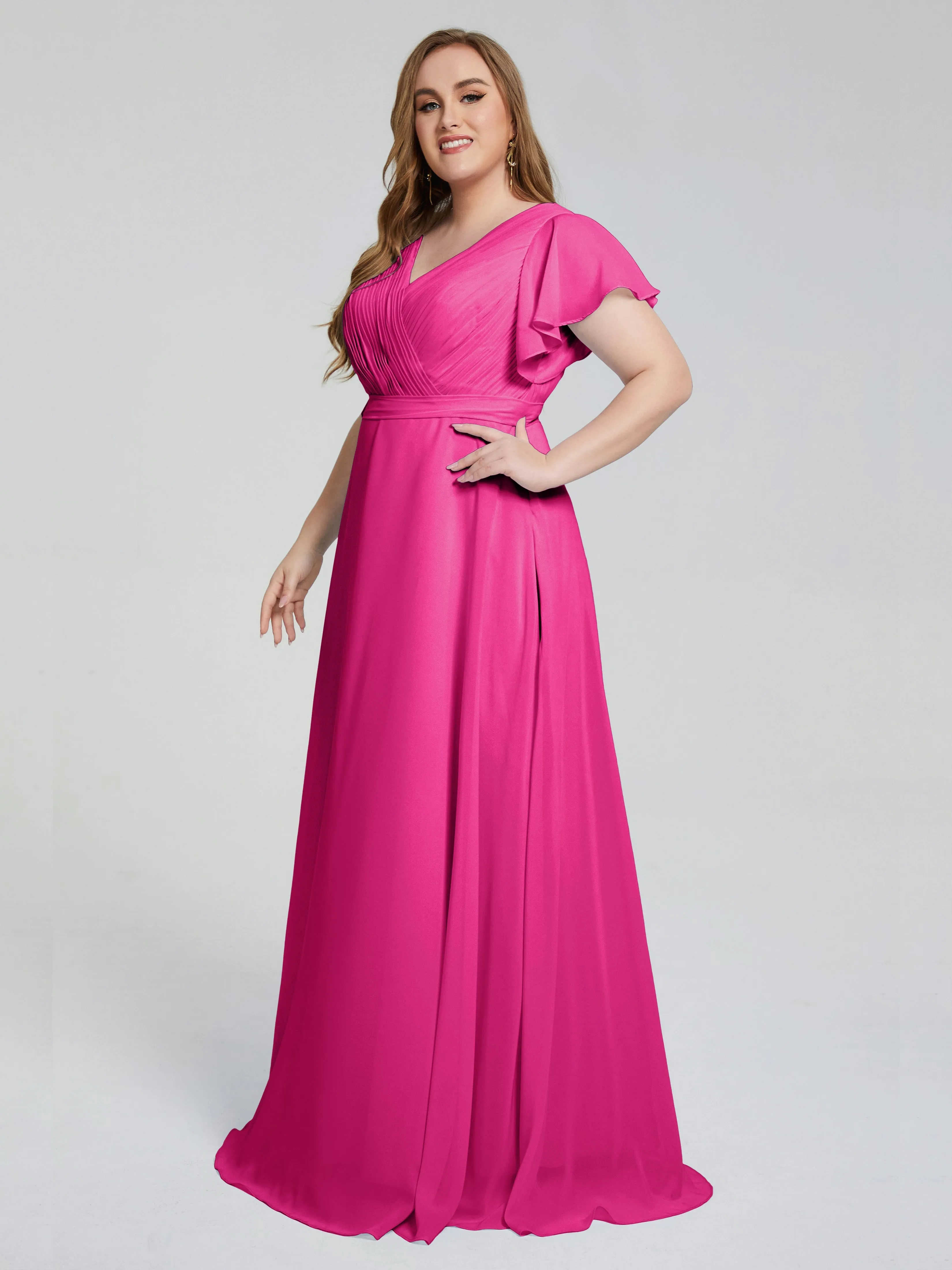Plus Size Long Bridesmaid Dresses with Sleeves