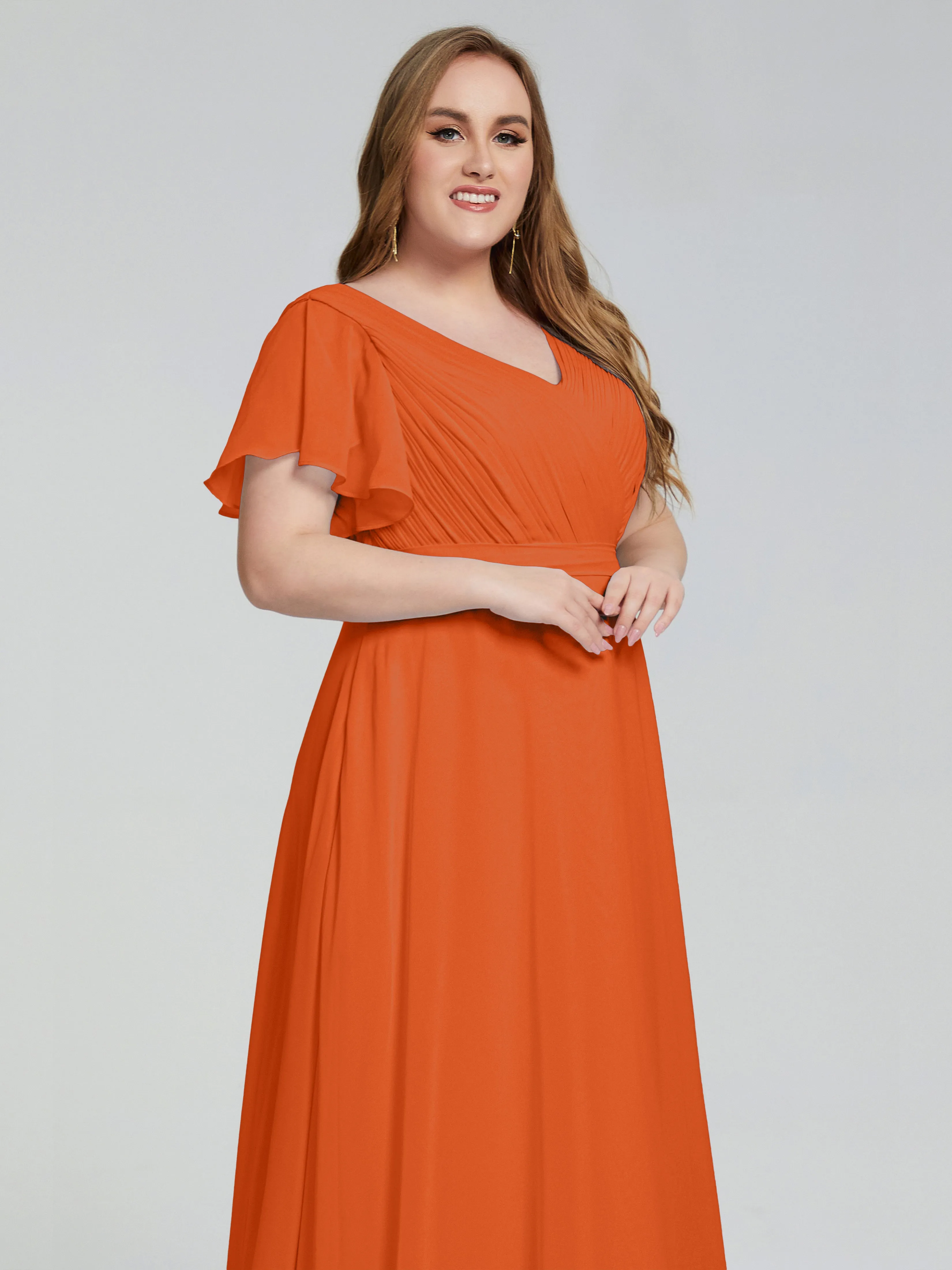 Plus Size Long Bridesmaid Dresses with Sleeves