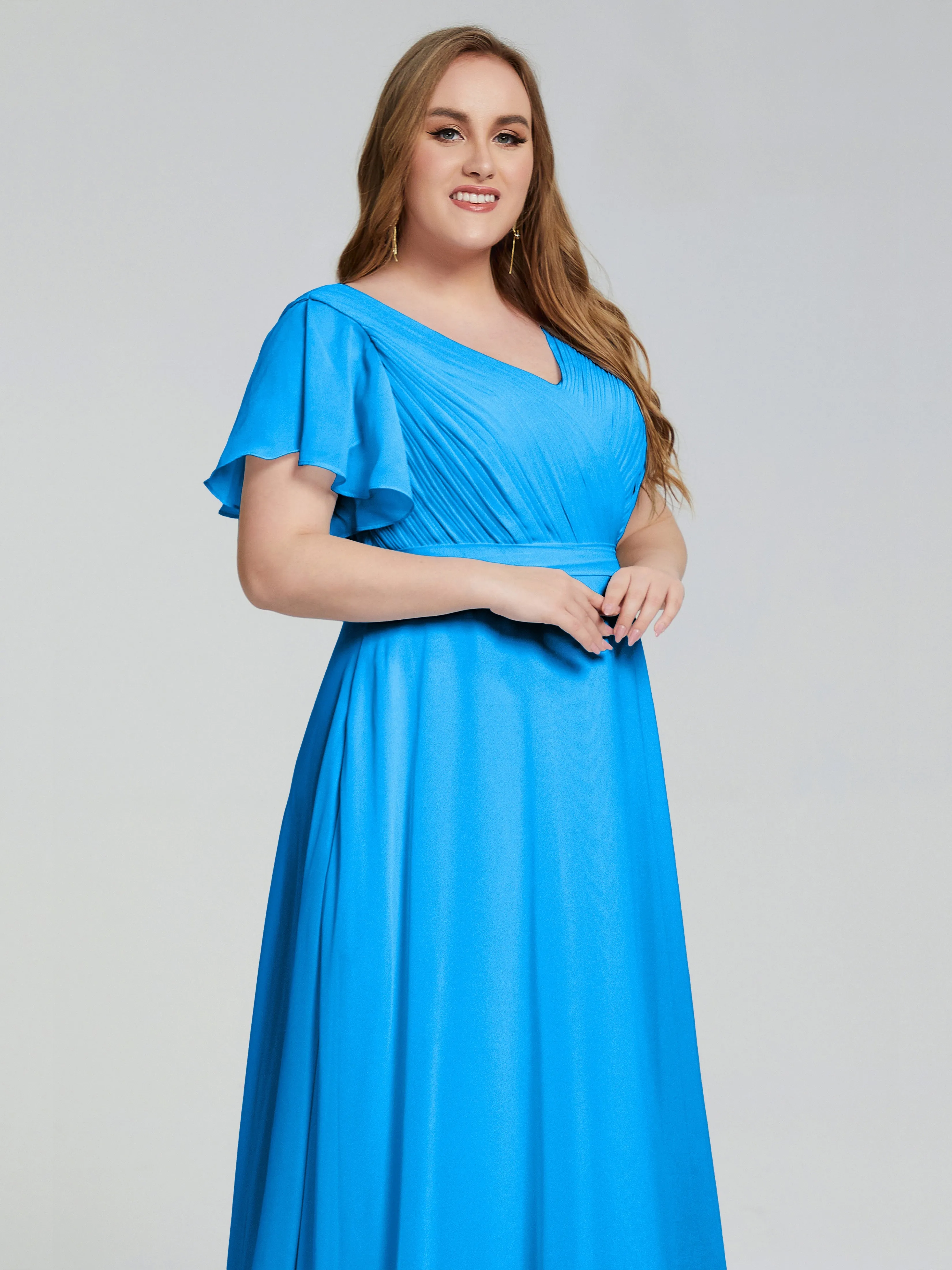 Plus Size Long Bridesmaid Dresses with Sleeves