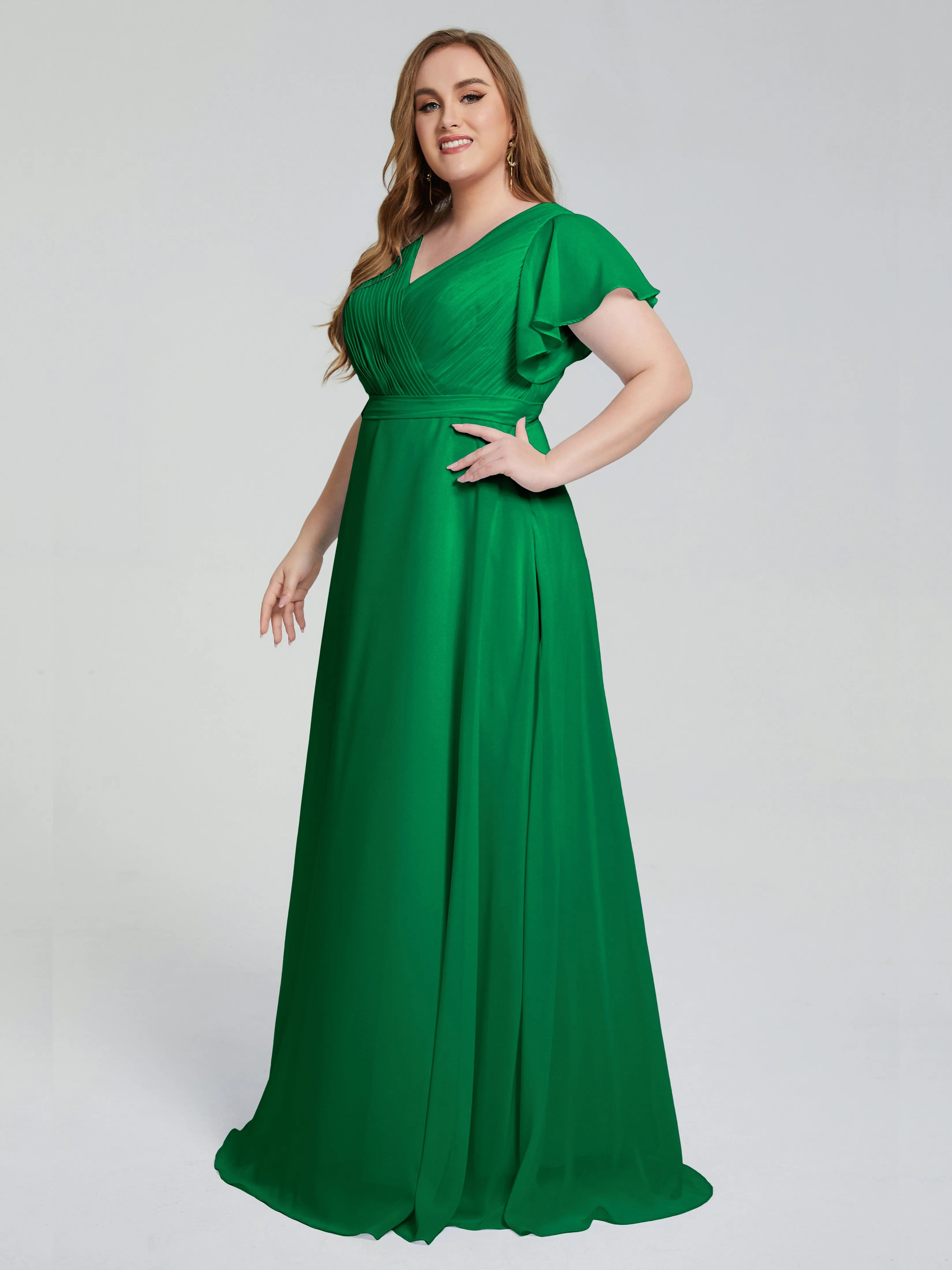 Plus Size Long Bridesmaid Dresses with Sleeves