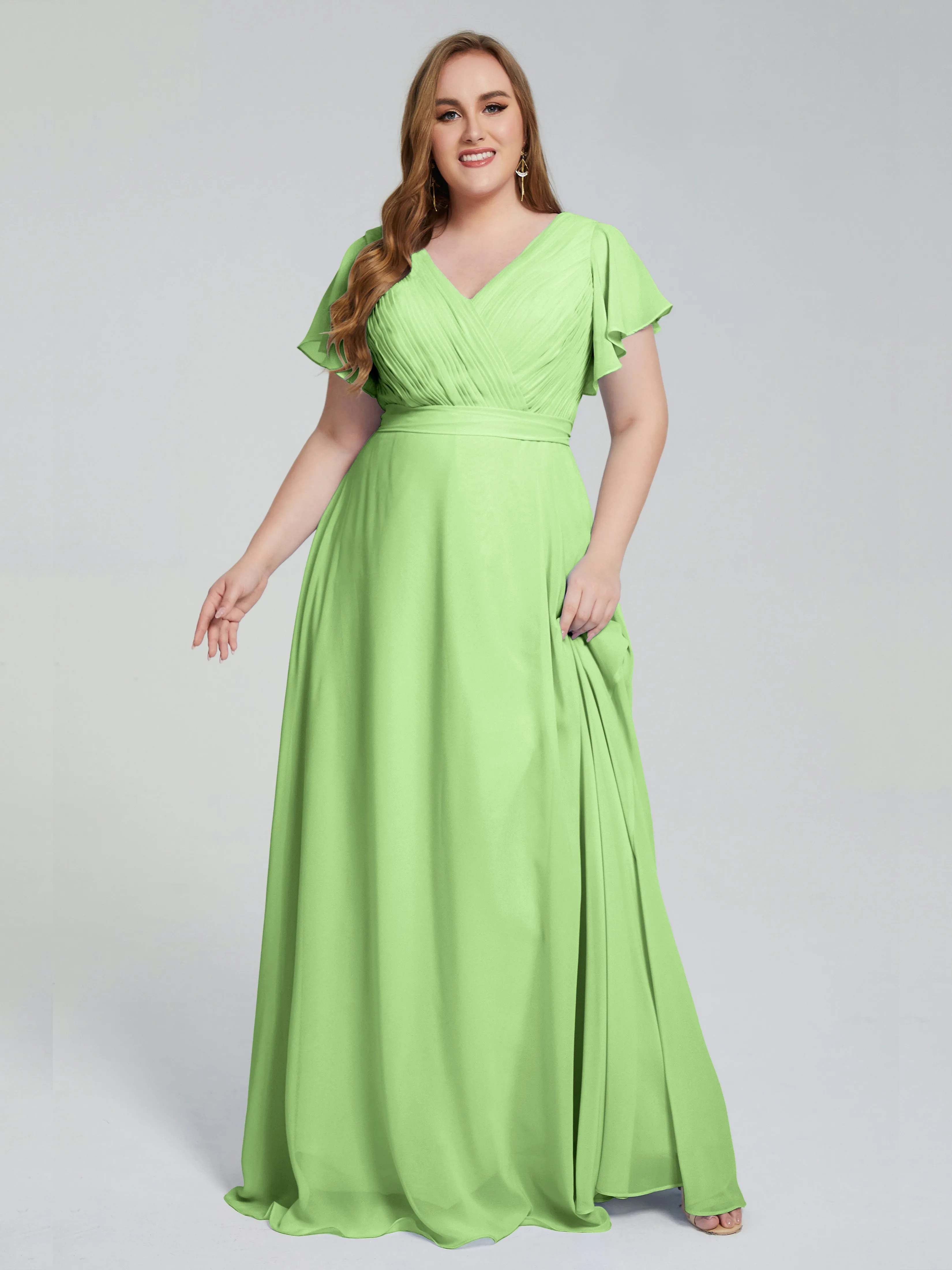 Plus Size Long Bridesmaid Dresses with Sleeves