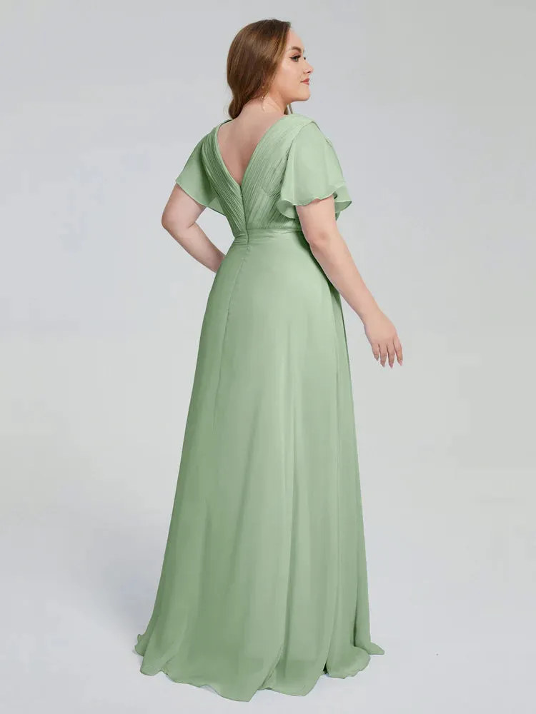 Plus Size Long Bridesmaid Dresses with Sleeves