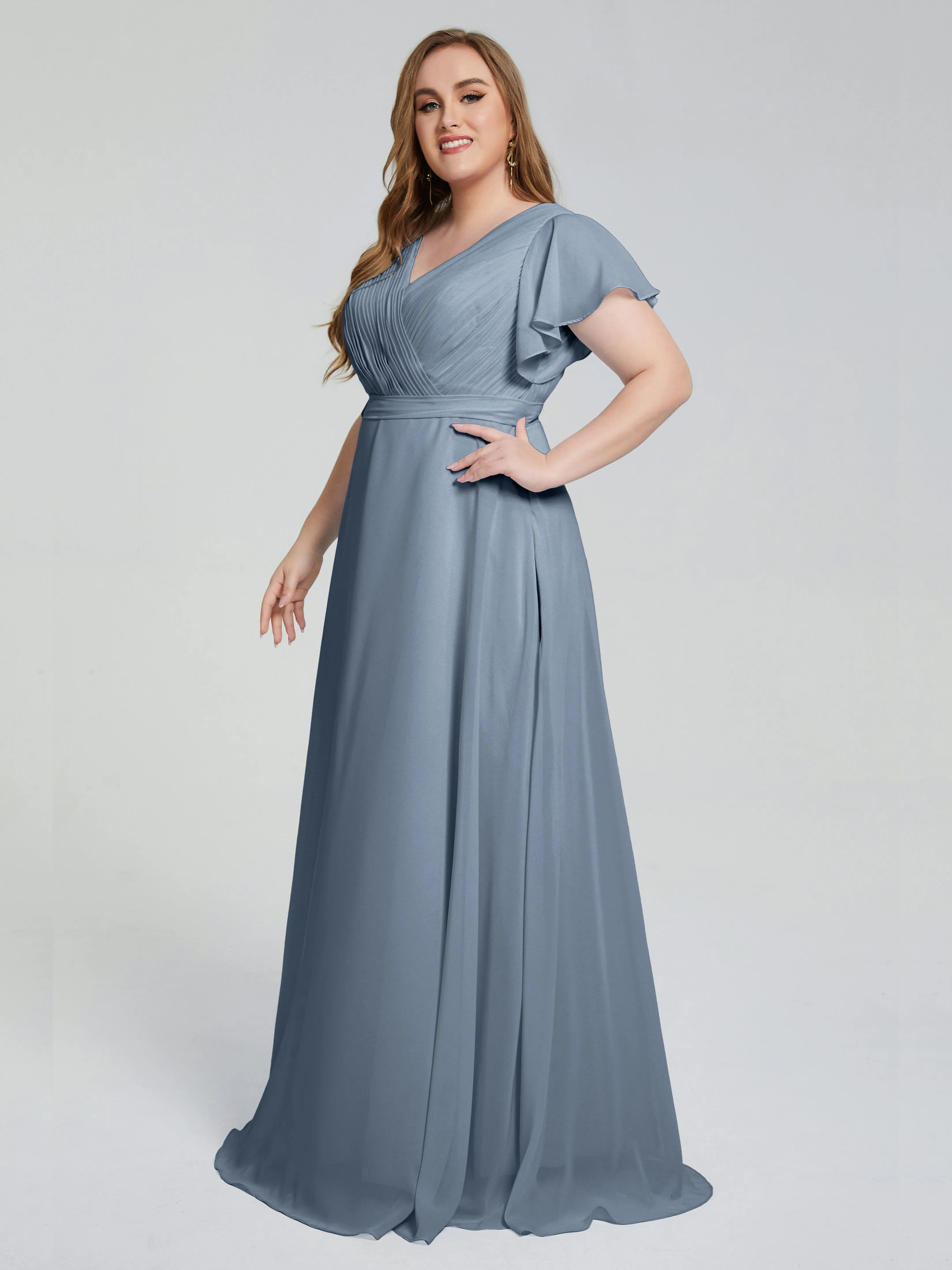 Plus Size Long Bridesmaid Dresses with Sleeves