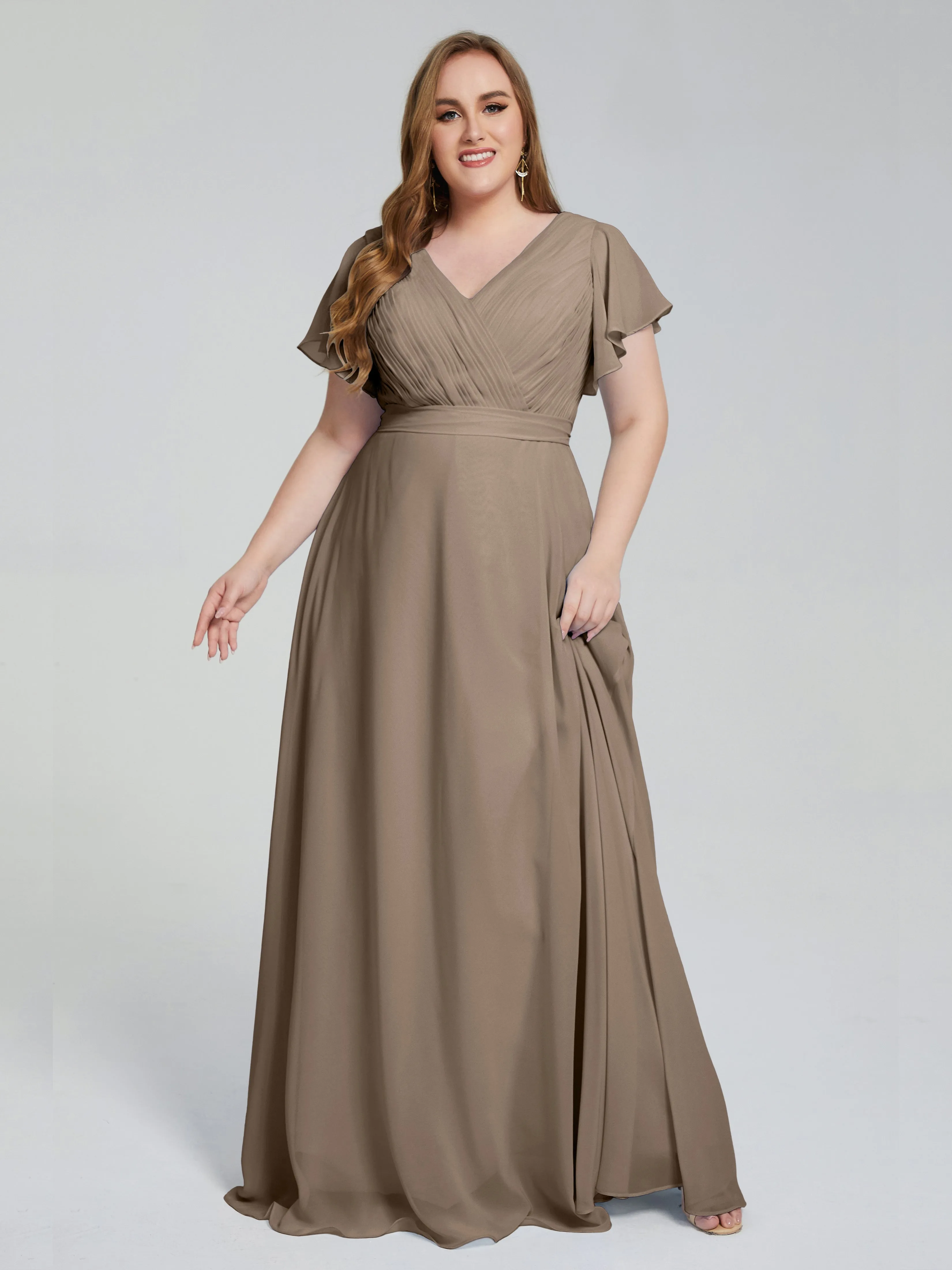 Plus Size Long Bridesmaid Dresses with Sleeves