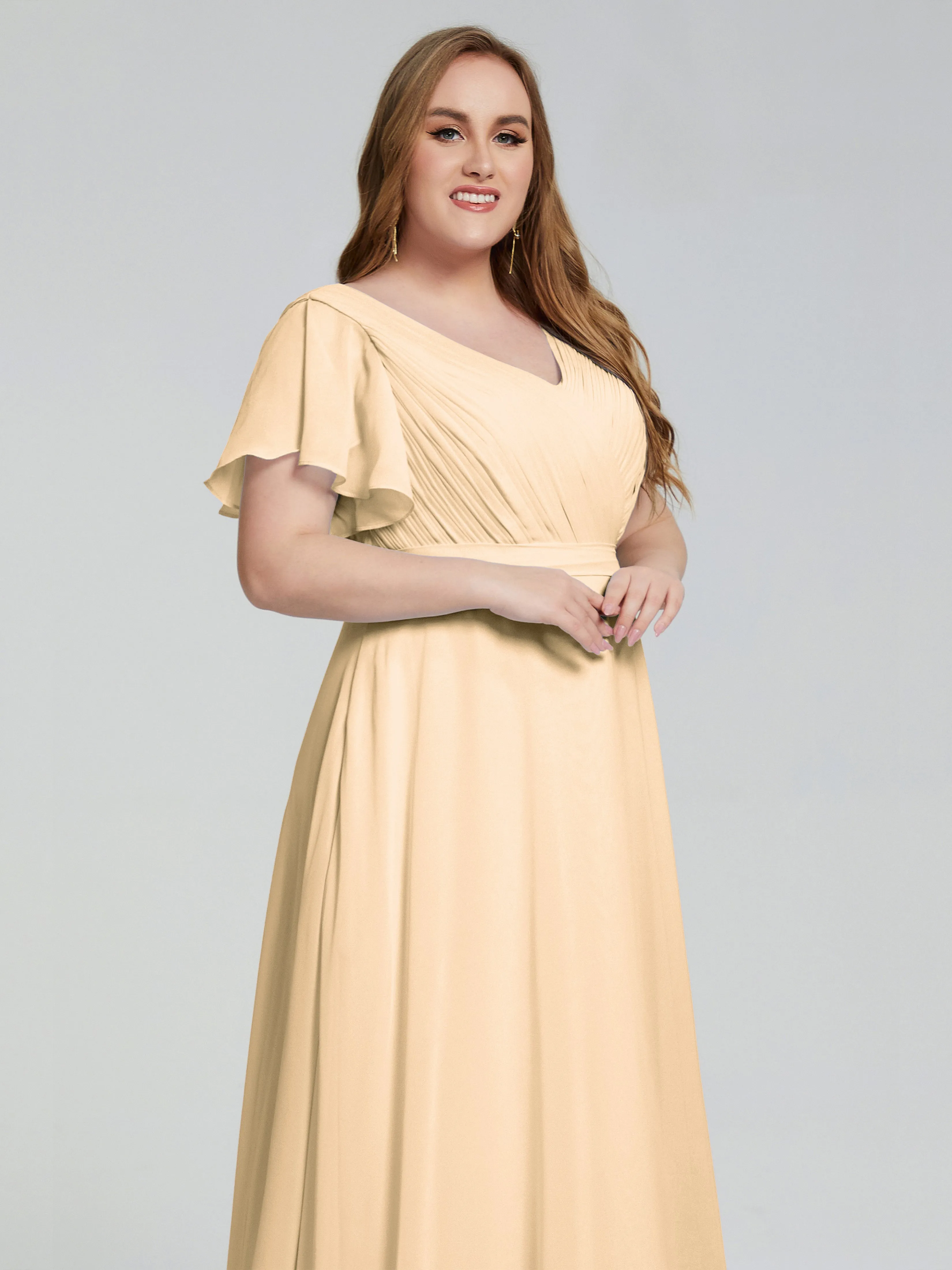 Plus Size Long Bridesmaid Dresses with Sleeves