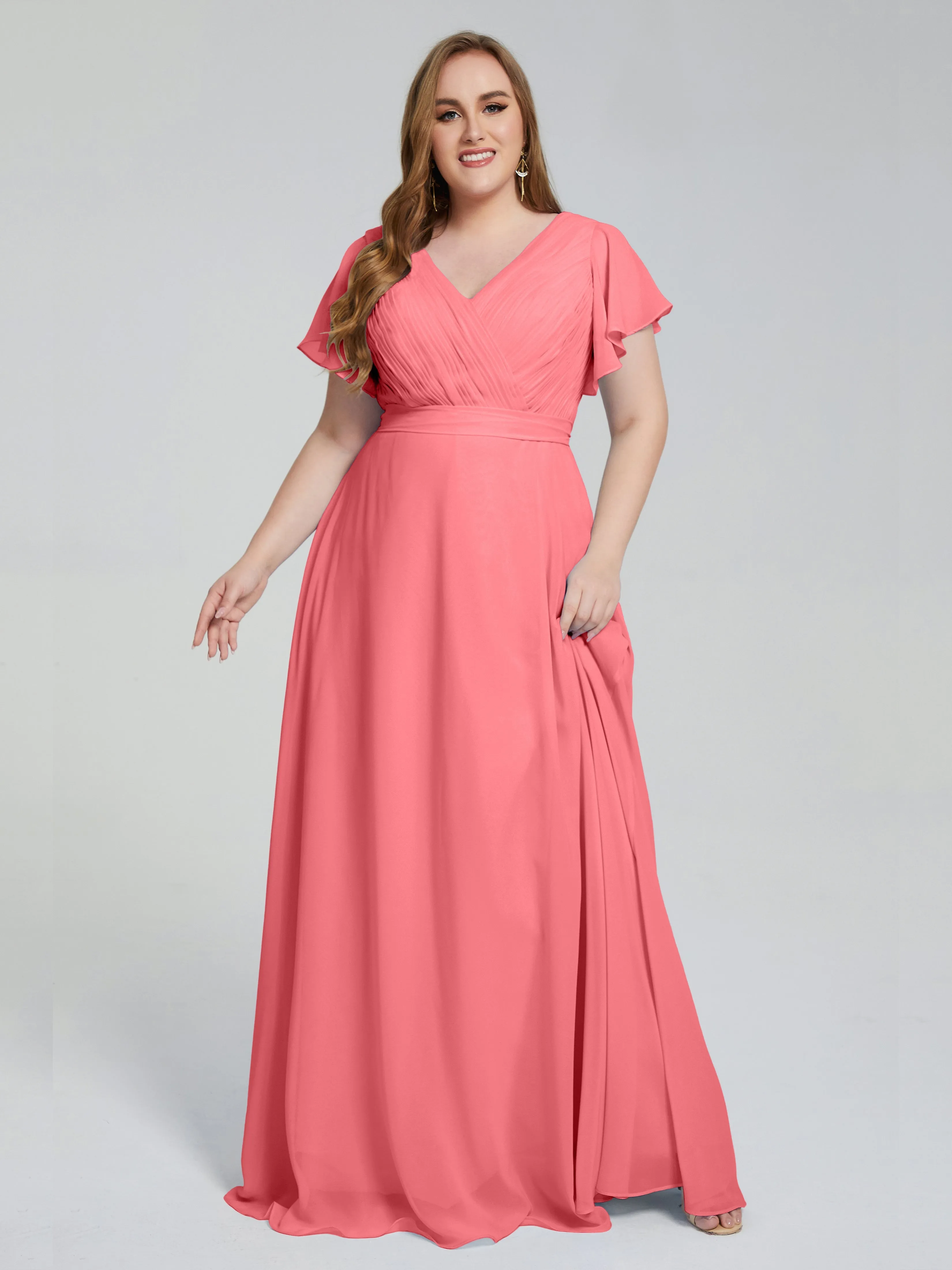 Plus Size Long Bridesmaid Dresses with Sleeves