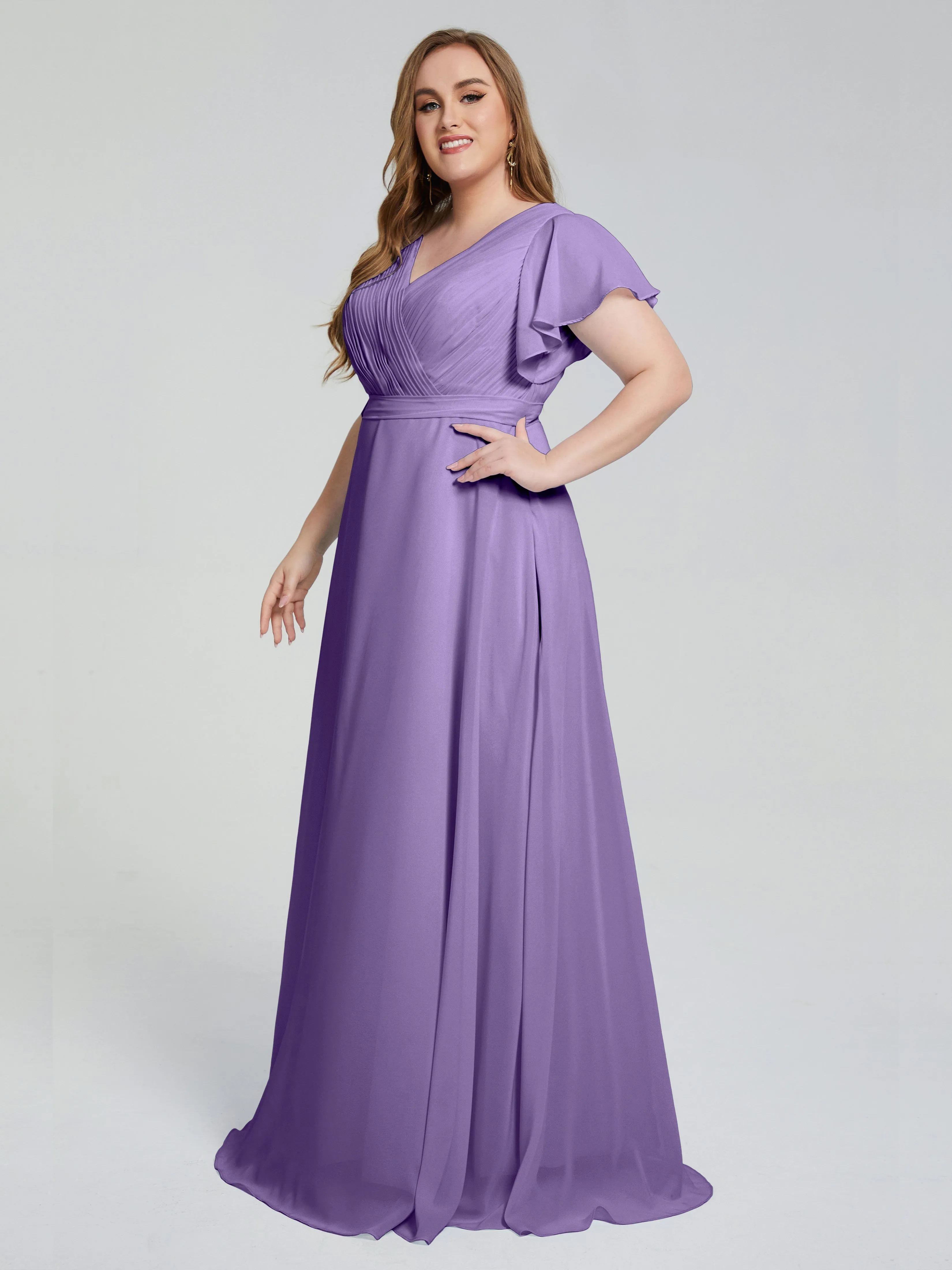 Plus Size Long Bridesmaid Dresses with Sleeves