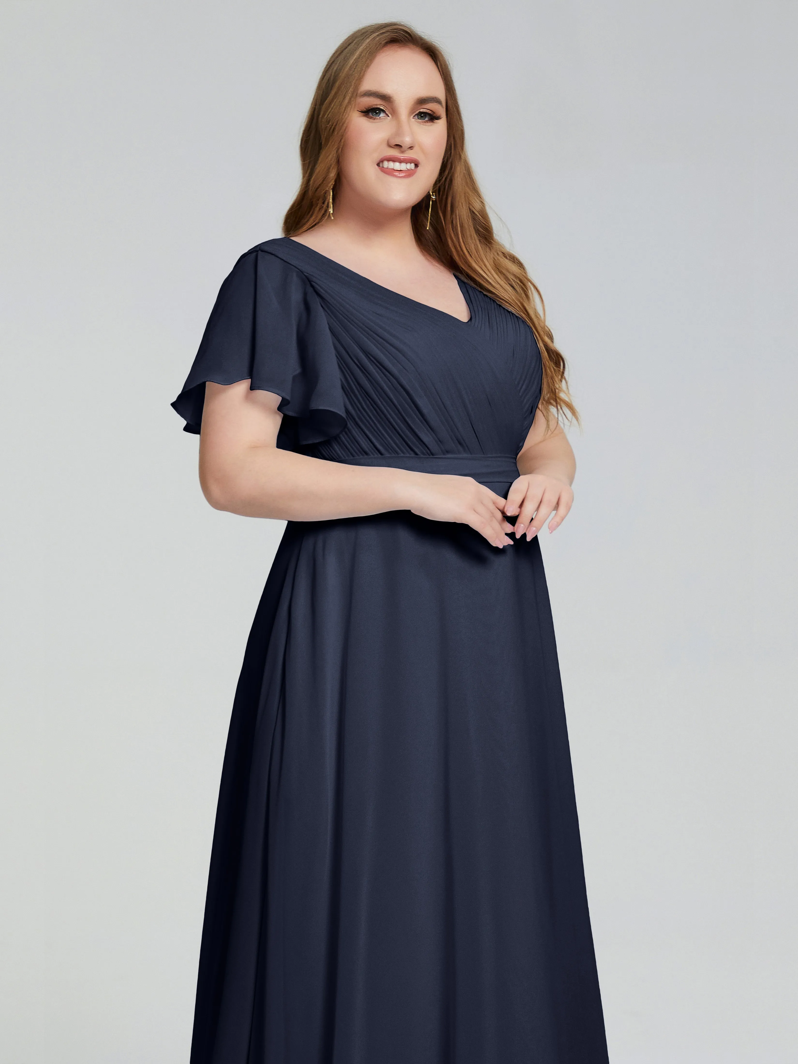 Plus Size Long Bridesmaid Dresses with Sleeves