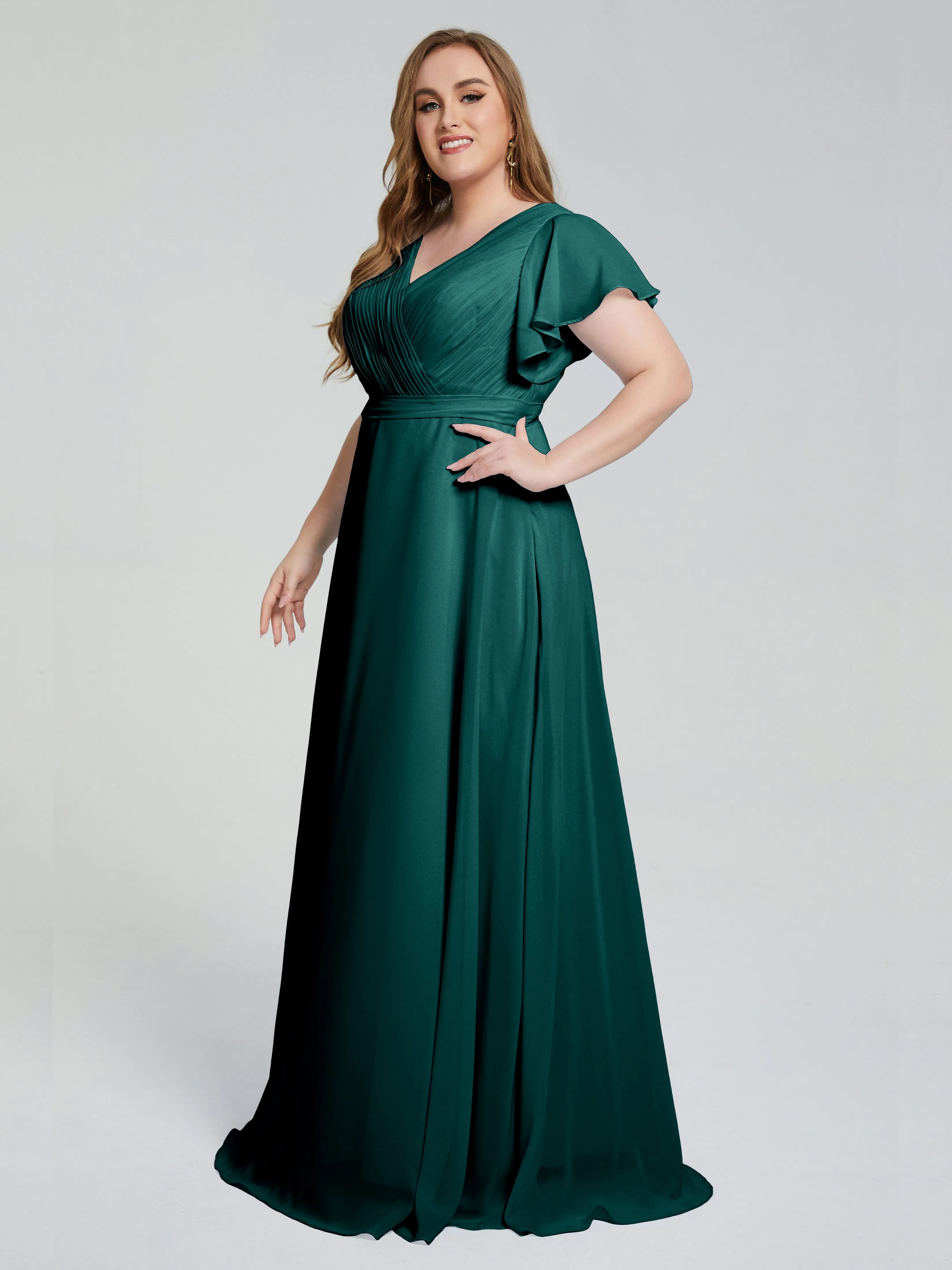 Plus Size Long Bridesmaid Dresses with Sleeves