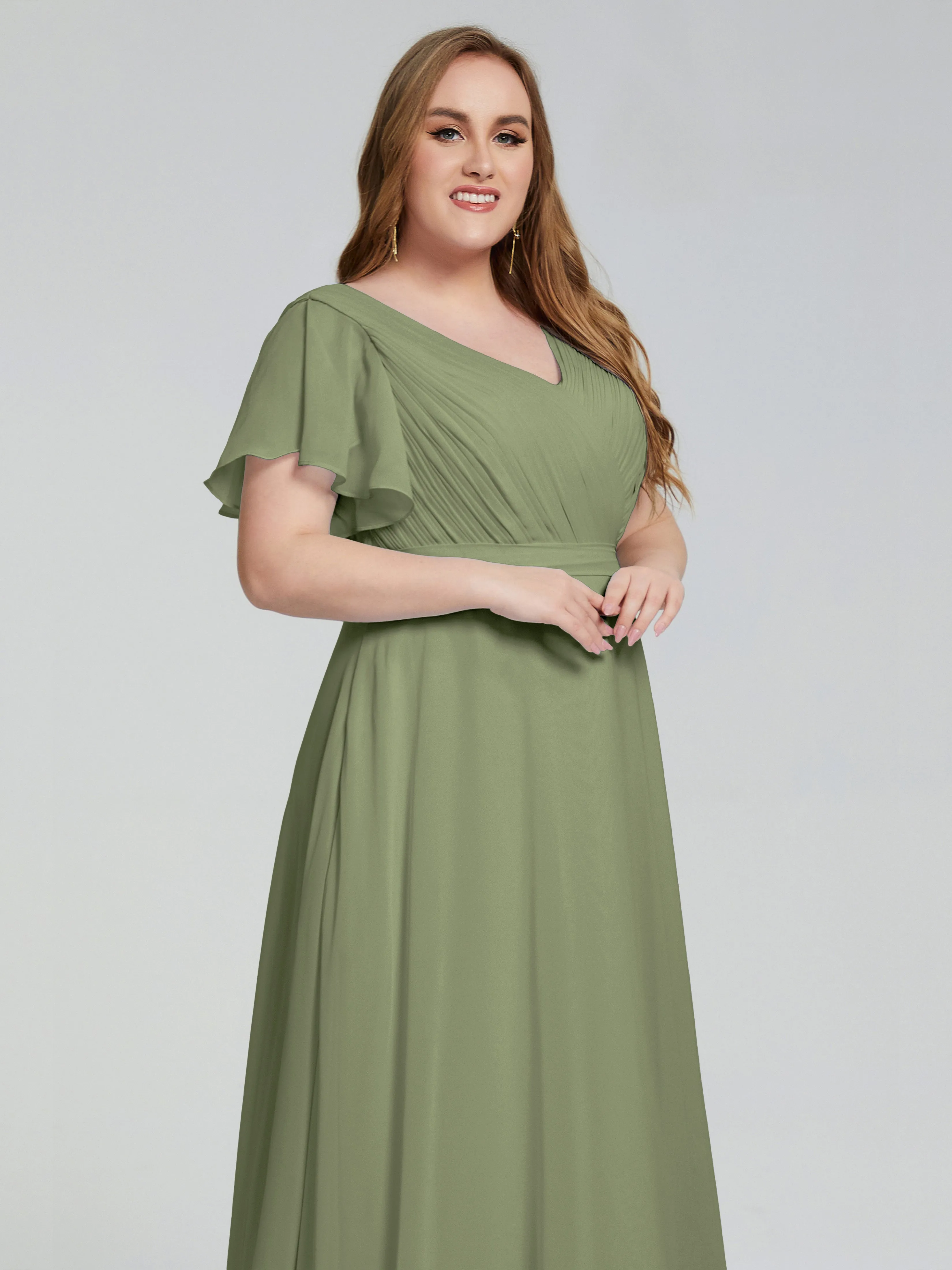 Plus Size Long Bridesmaid Dresses with Sleeves