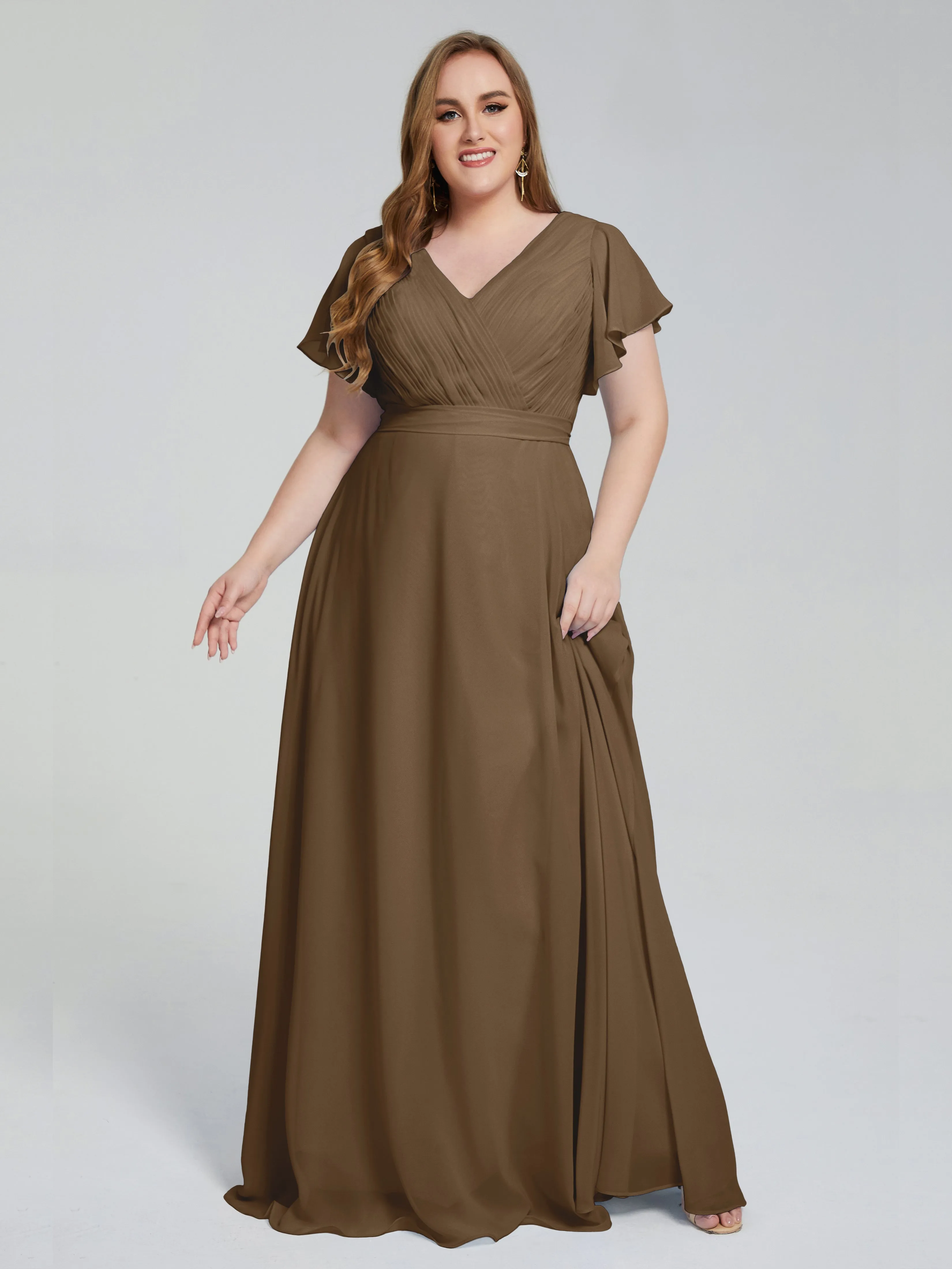 Plus Size Long Bridesmaid Dresses with Sleeves